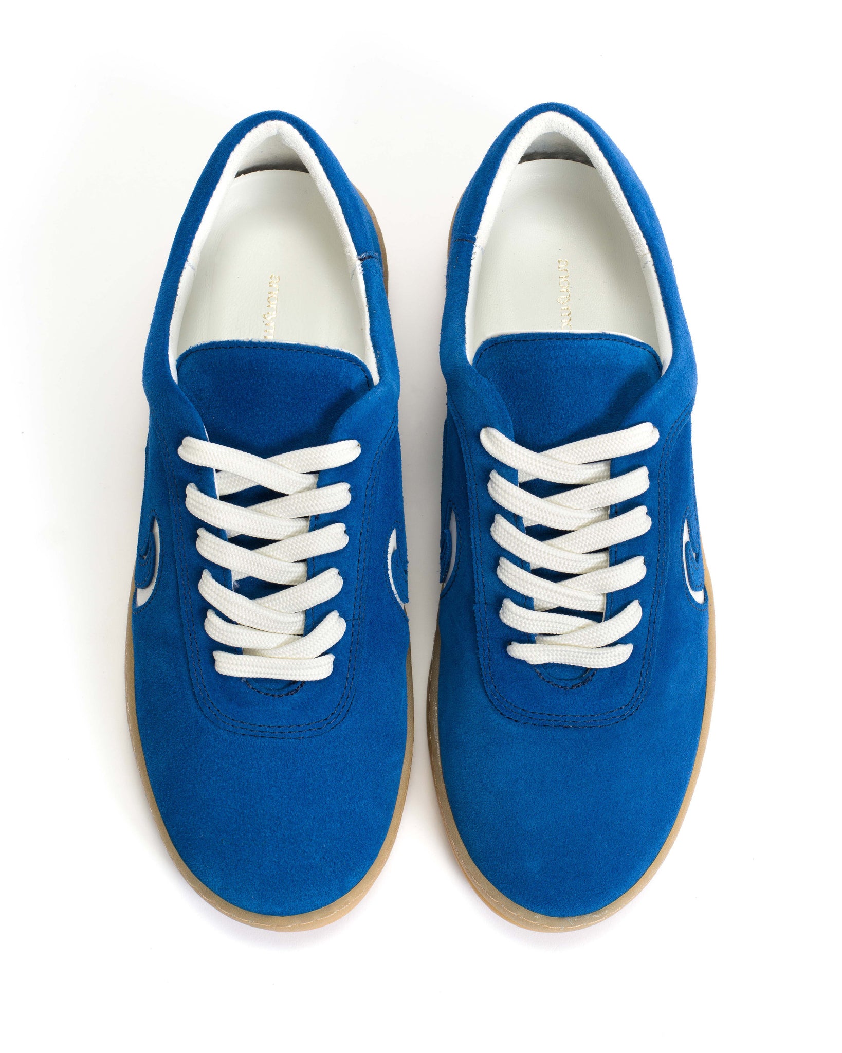 Blaire Calf suede & polished soft calf Electric blue & sand white