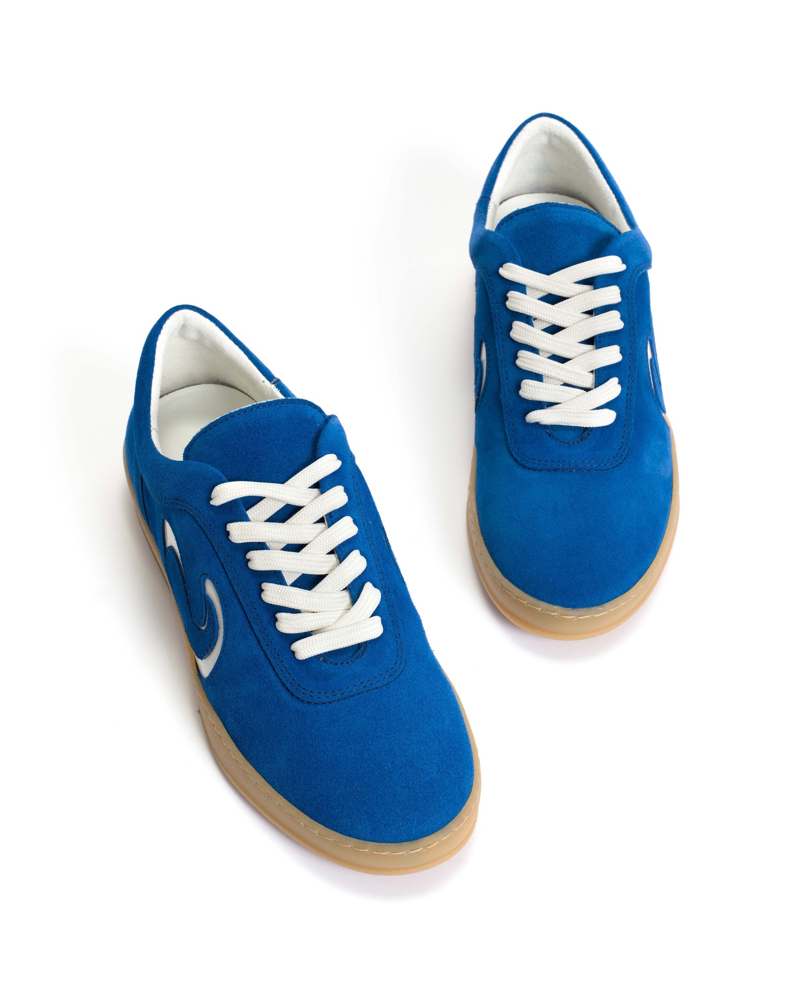Blaire Calf suede & polished soft calf Electric blue & sand white