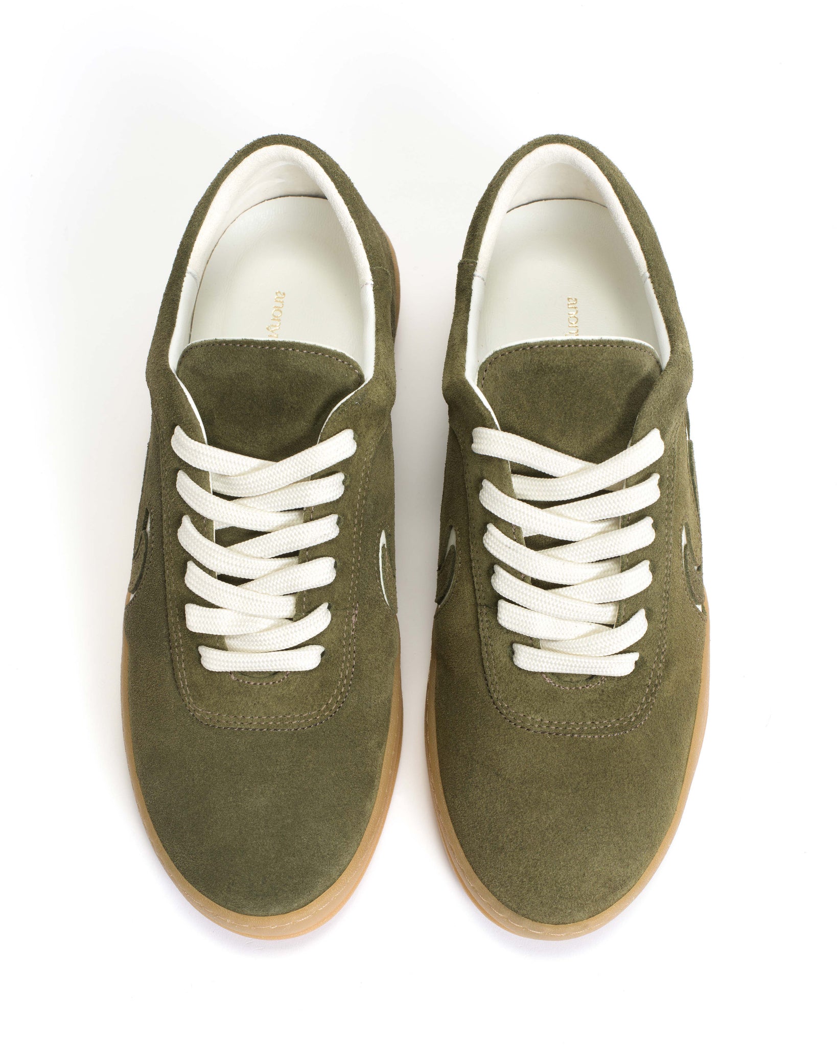 Blaire Calf suede & polished soft calf Olive green & white sand - Anonymous Copenhagen