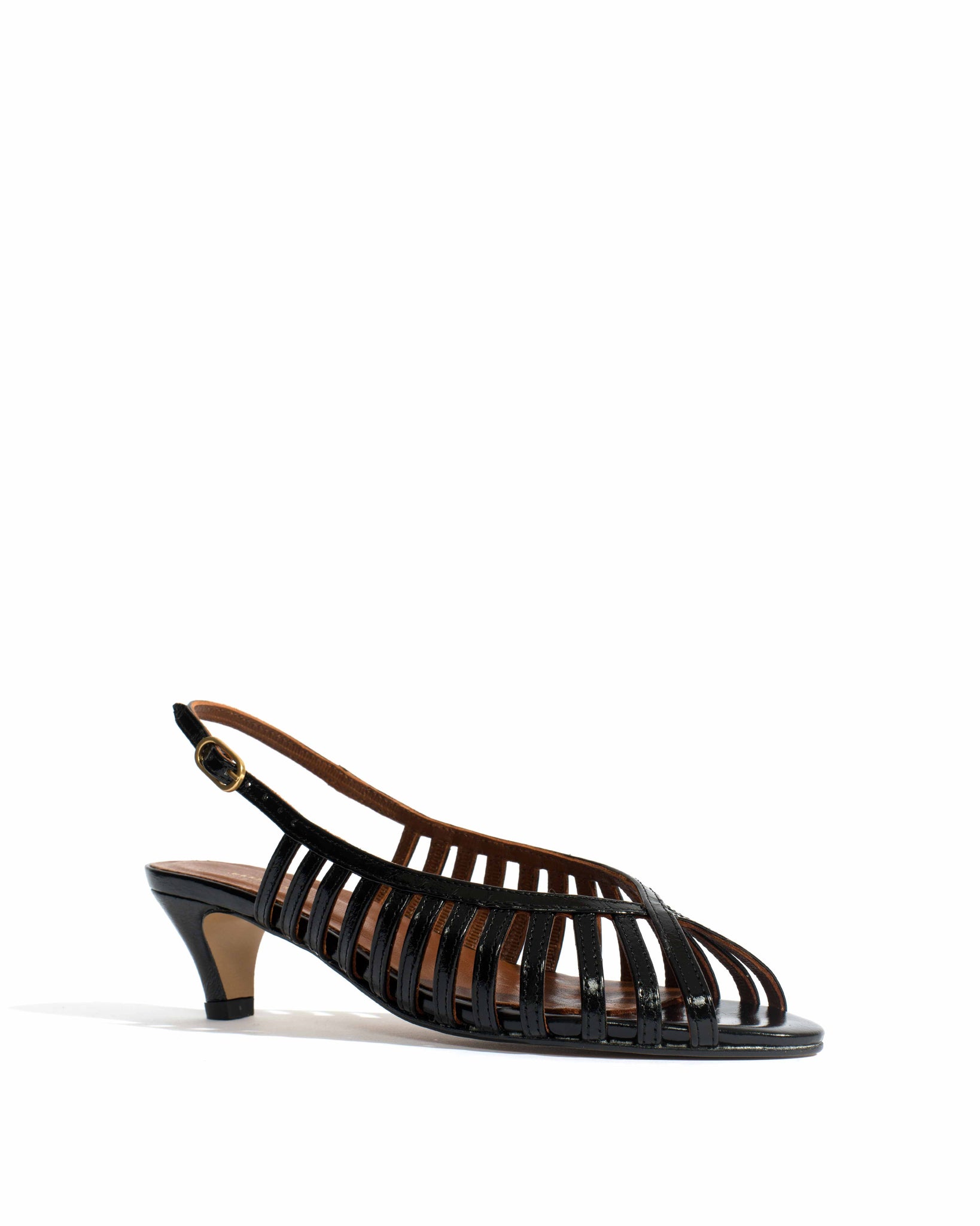 Carminho 40 stiletto Crinkled polished goat Black
