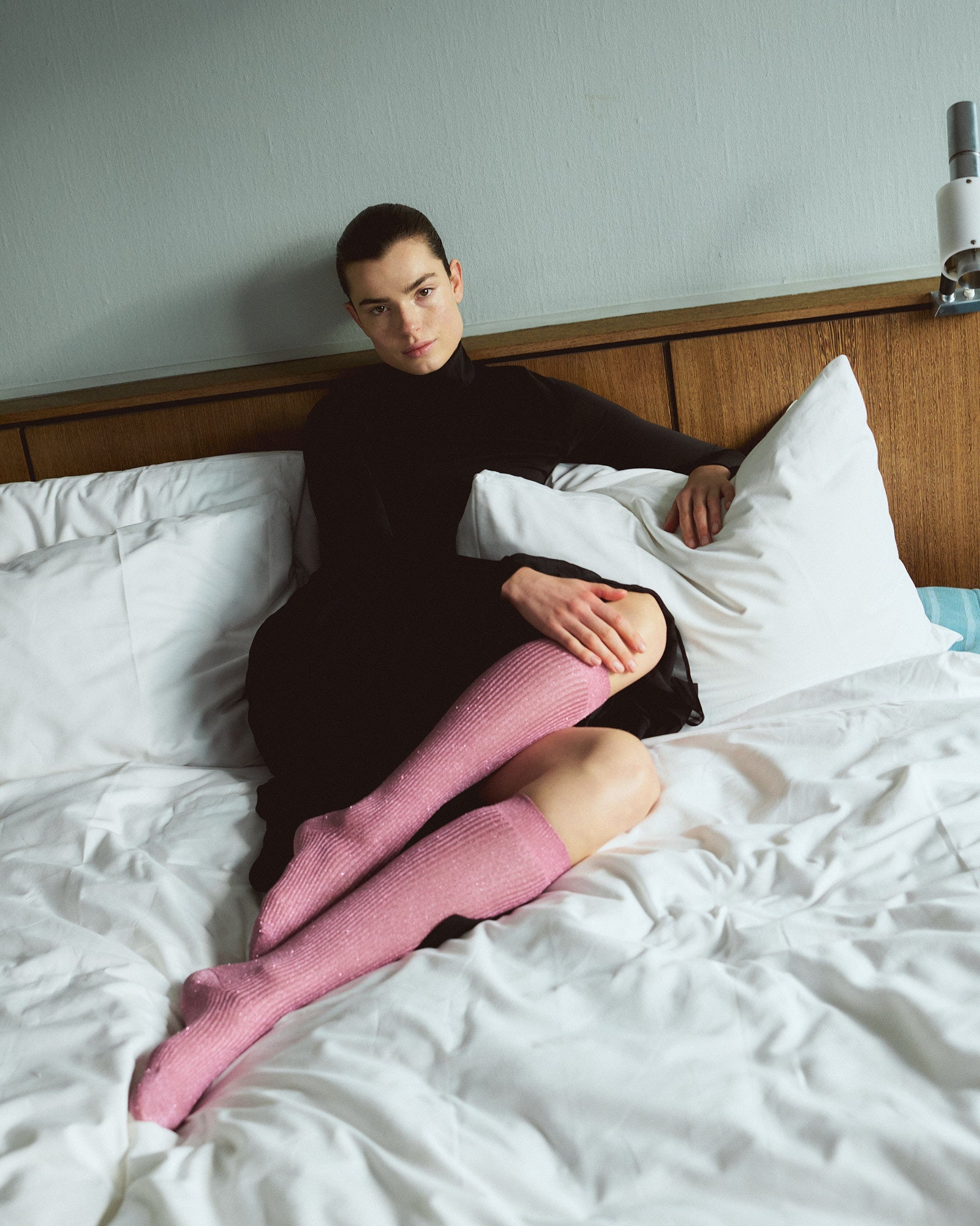 Noa mid calf glitter socks 52% nylon 48% polyester Burned rose