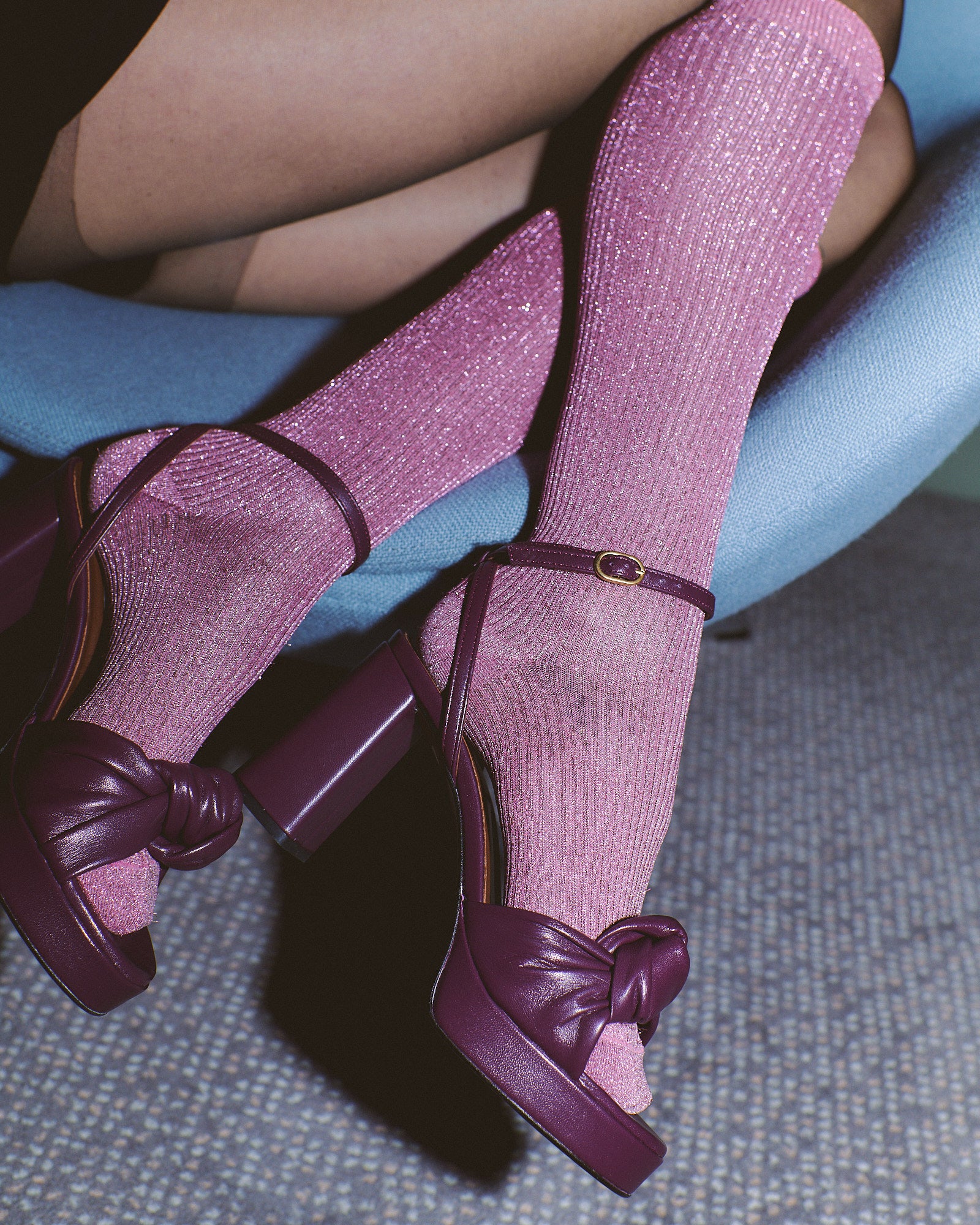 Aliza 85 platform Shiny lamb Fig purple