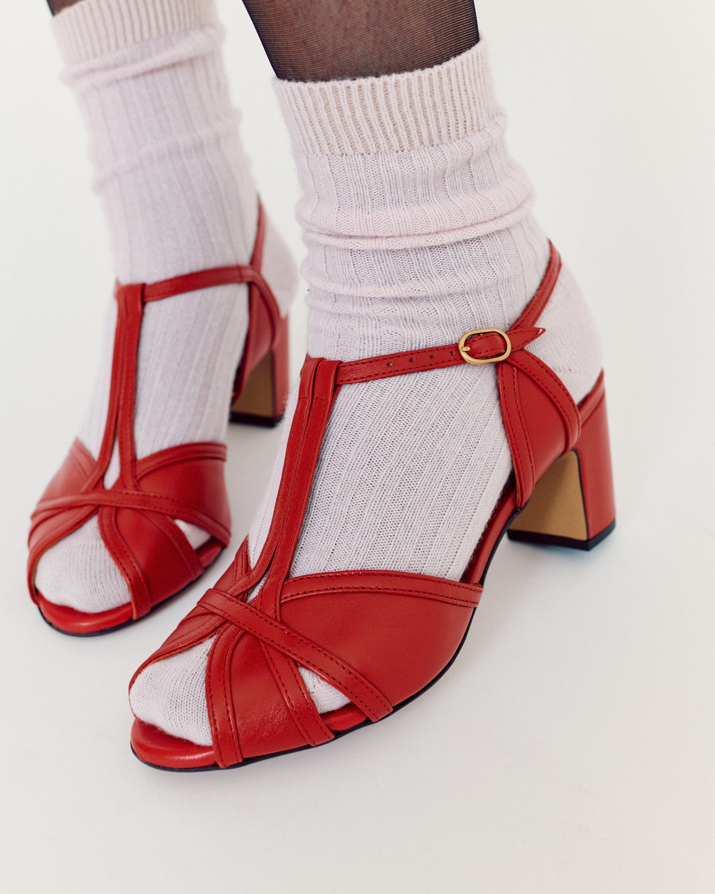 Therese 55mm heels in soft lamb leather in red