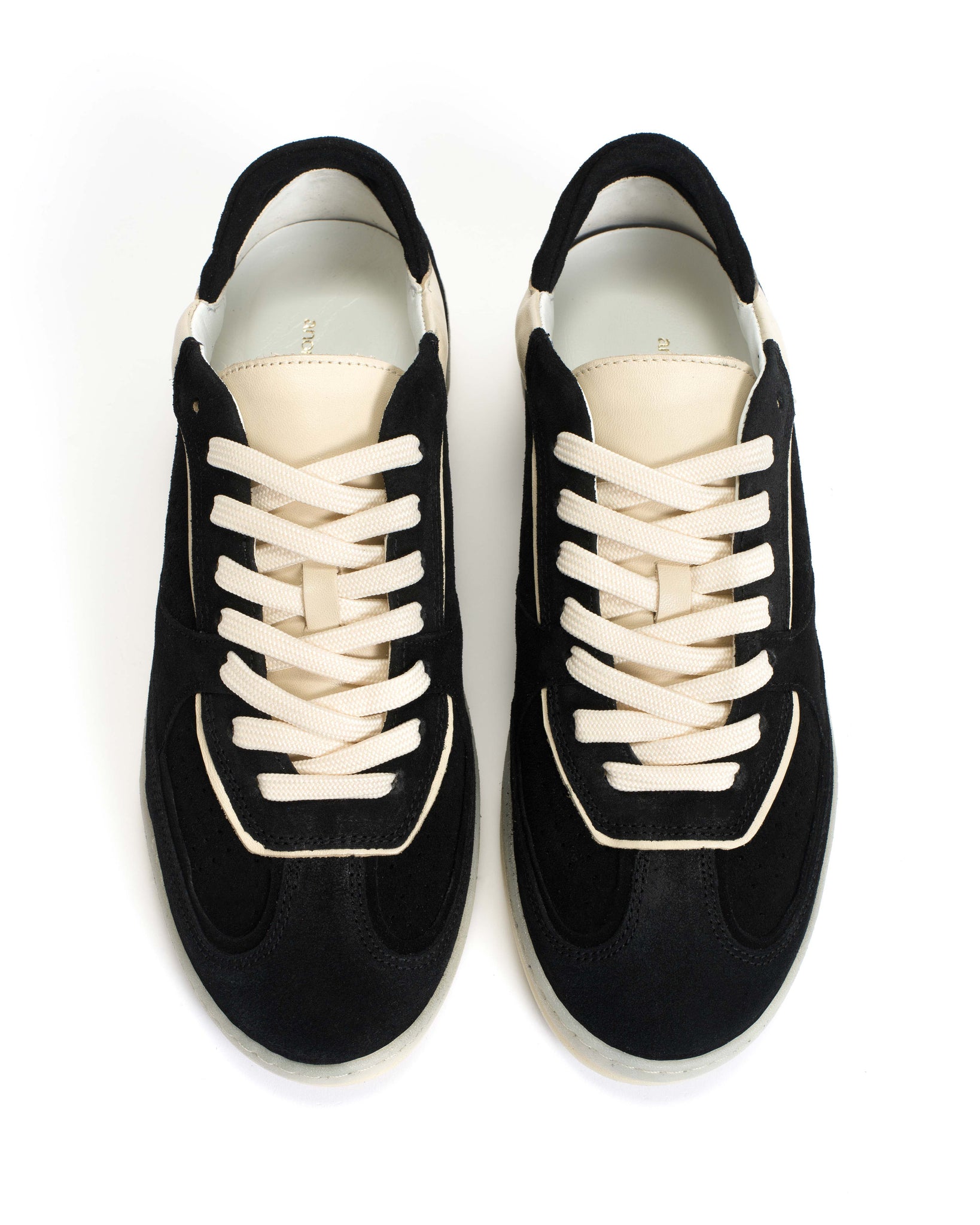 Dabbie Calf suede & sleek leather Black & white sand - Anonymous Copenhagen