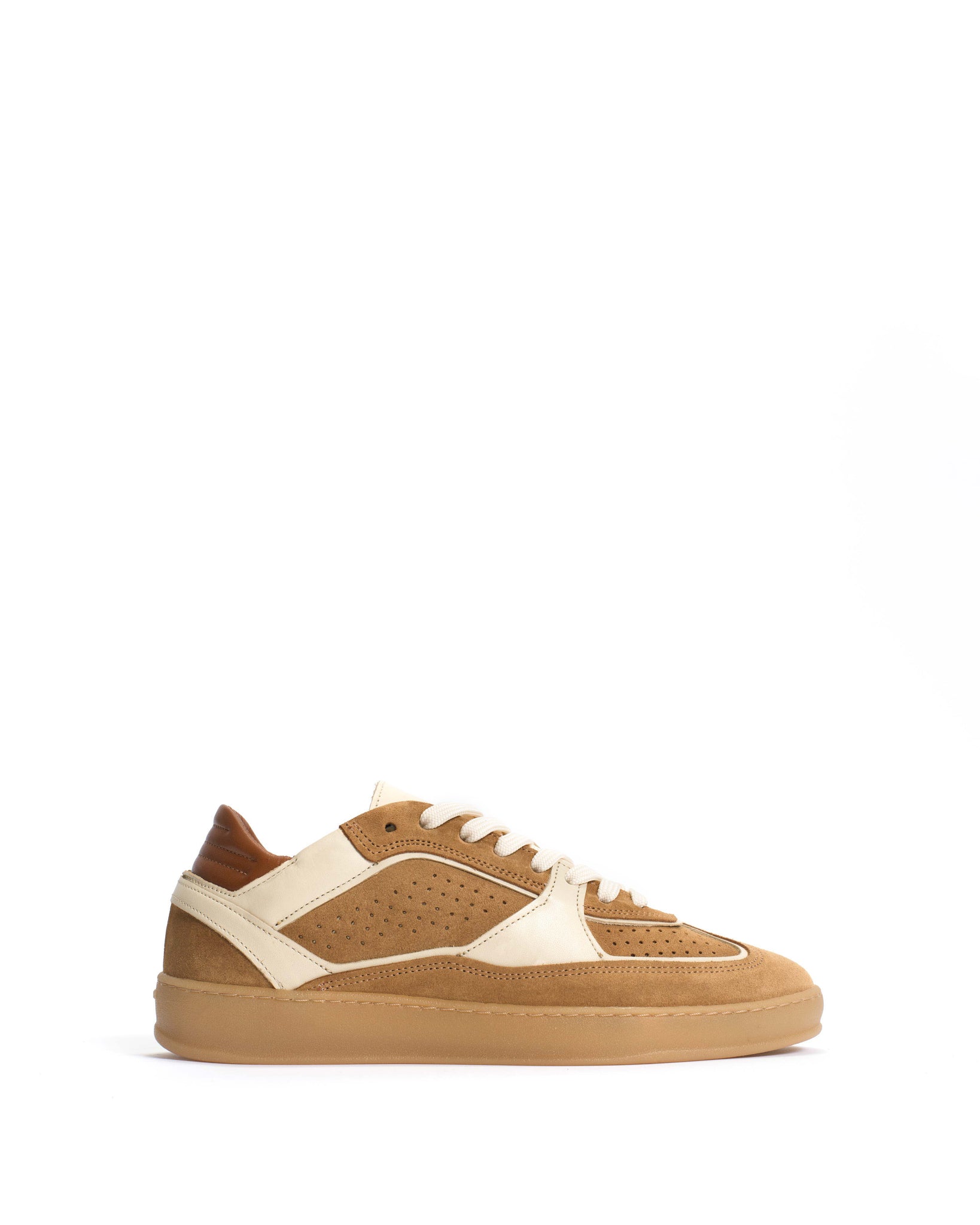 Dabbie Soft calf & suede leather White sand & bamboo brown & camel