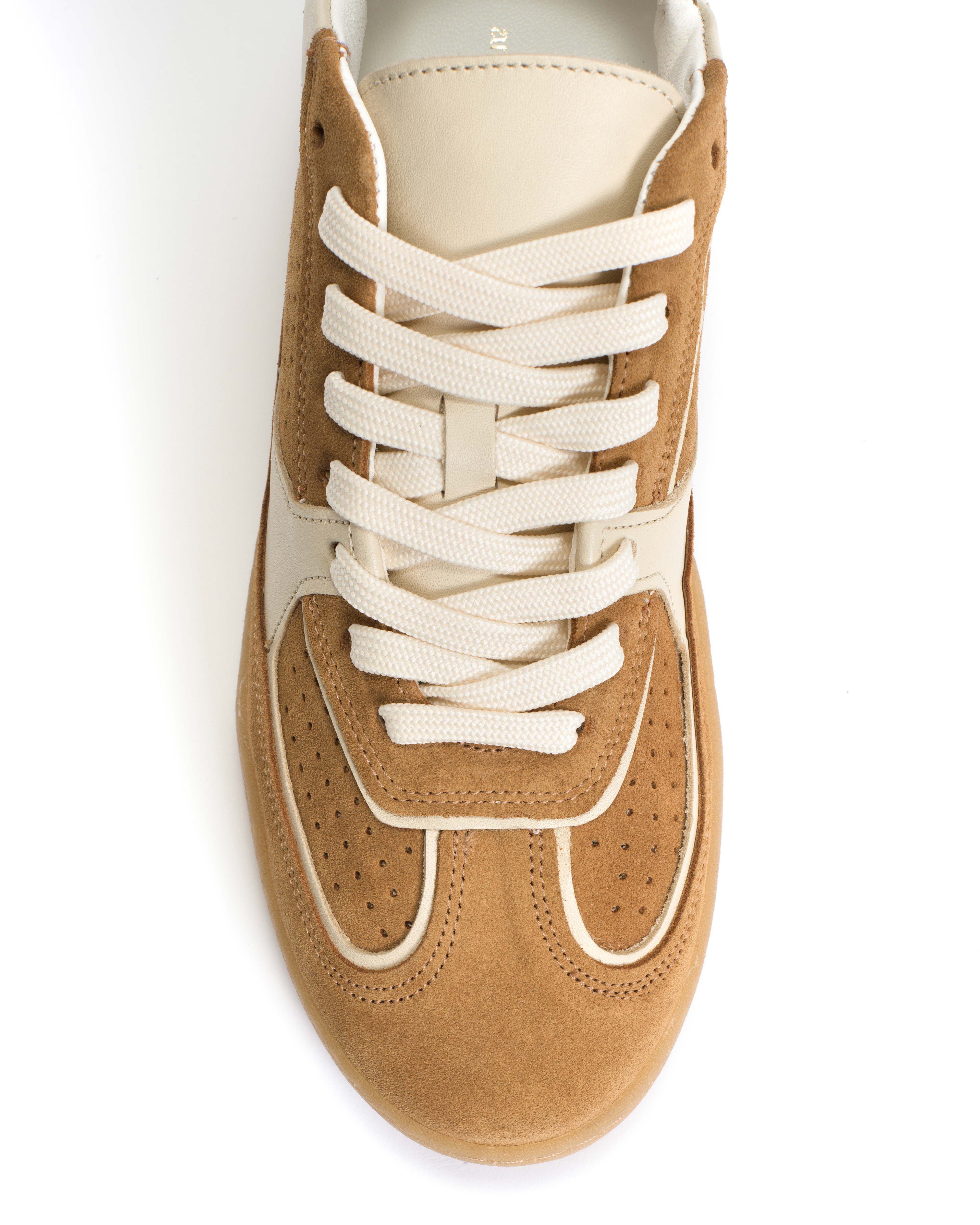 Dabbie Soft calf & suede leather White sand & bamboo brown & camel