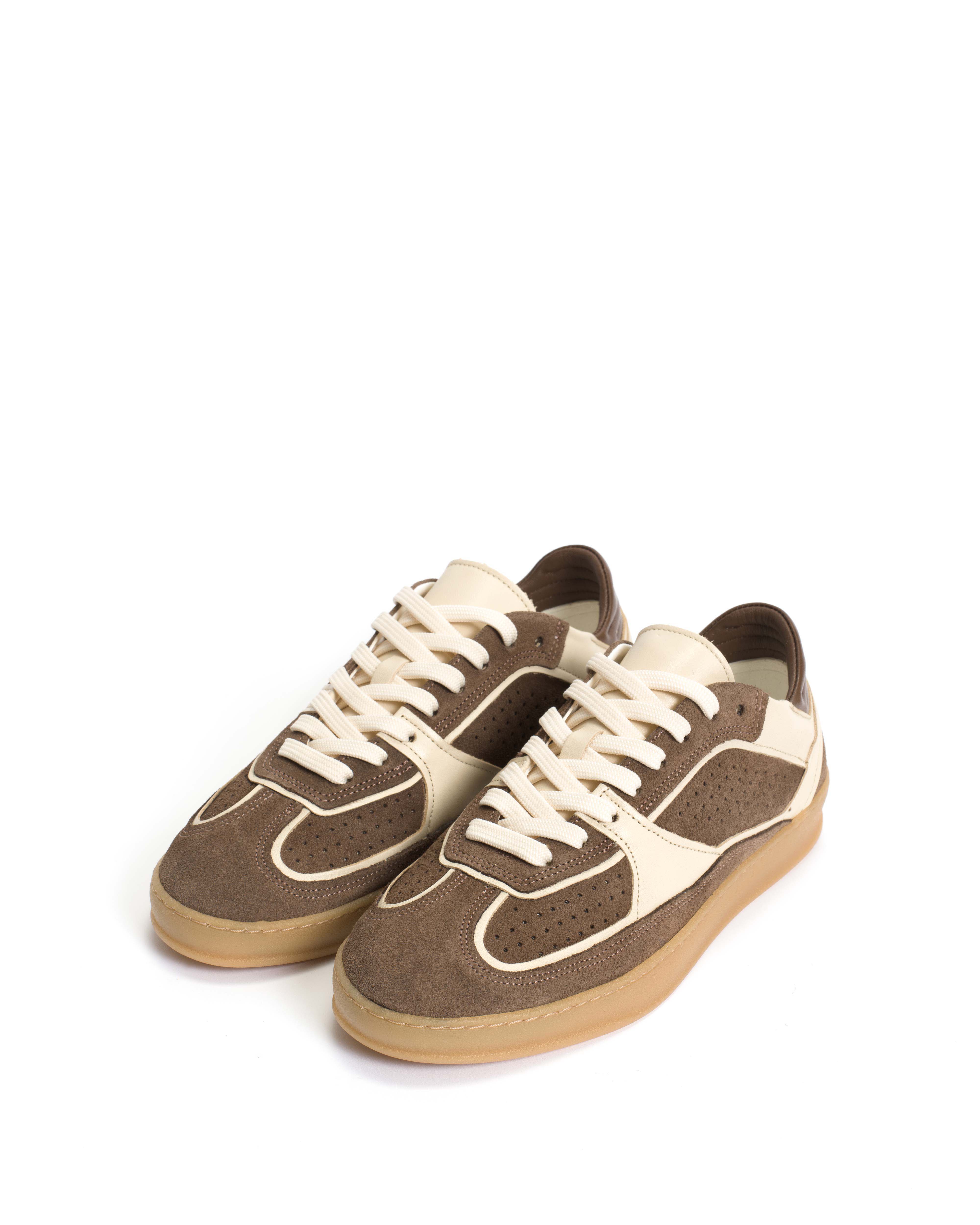Dabbie Soft calf & suede leather White sand & dark taupe
