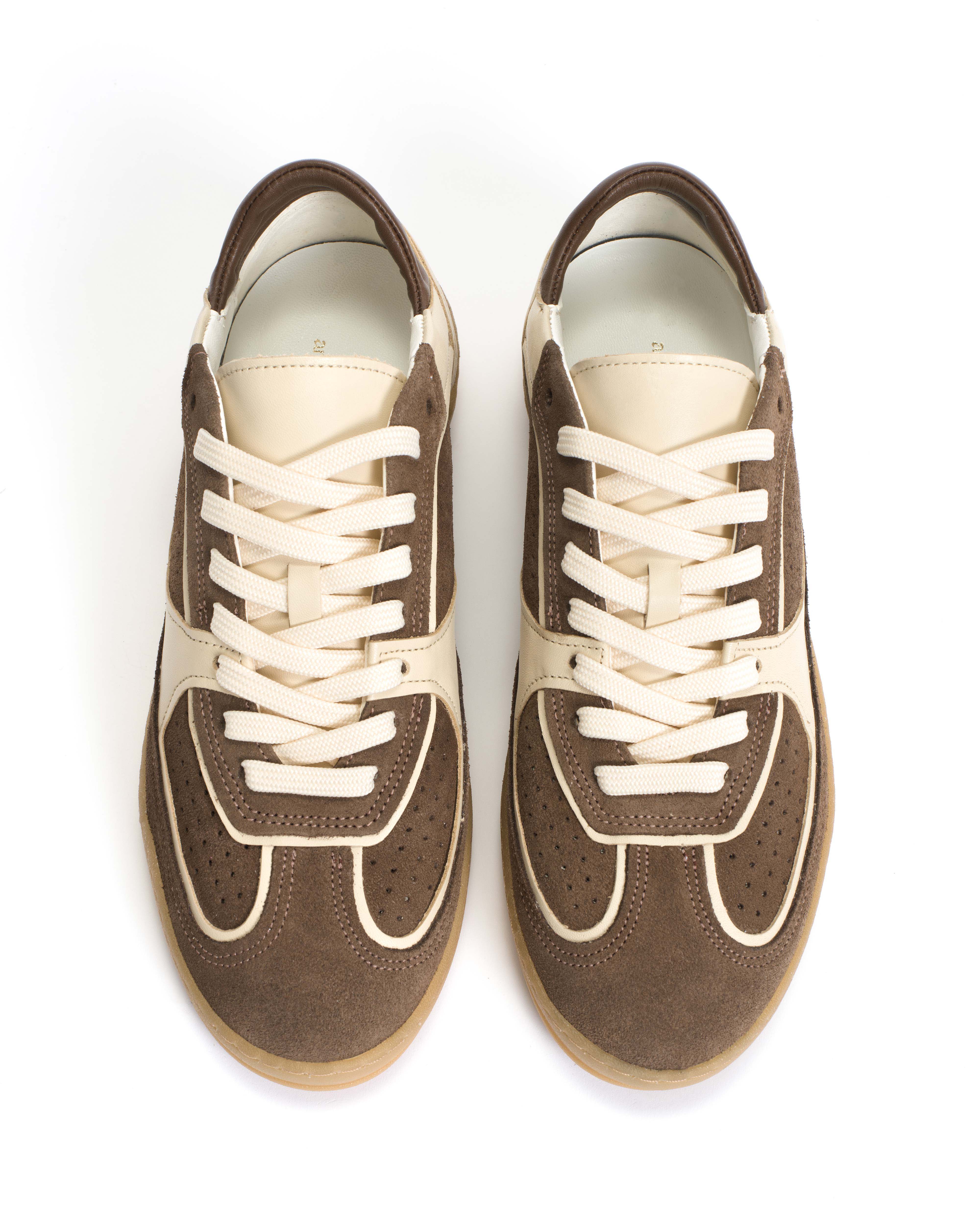Dabbie Soft calf & suede leather White sand & dark taupe