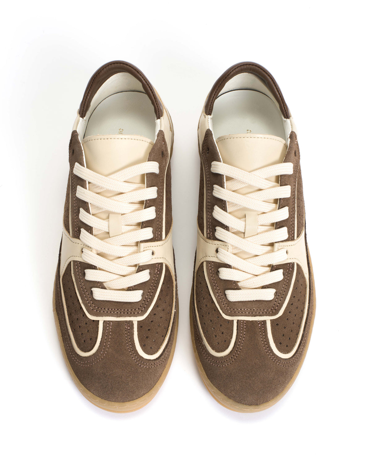 Dabbie Calf suede & soft calf dual & tri color Dark taupe & white sand & dark taupe