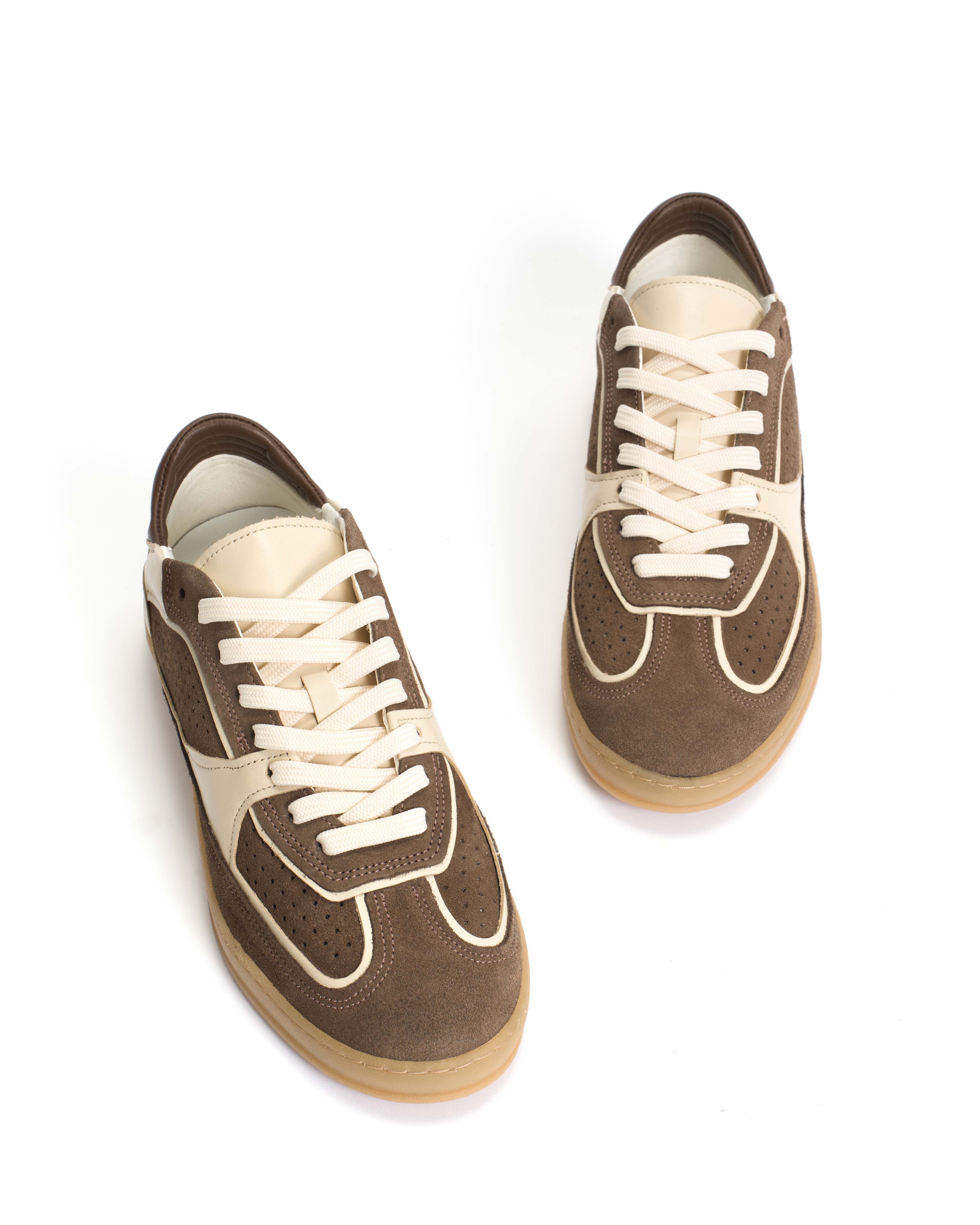 Dabbie Soft calf & suede leather White sand & dark taupe