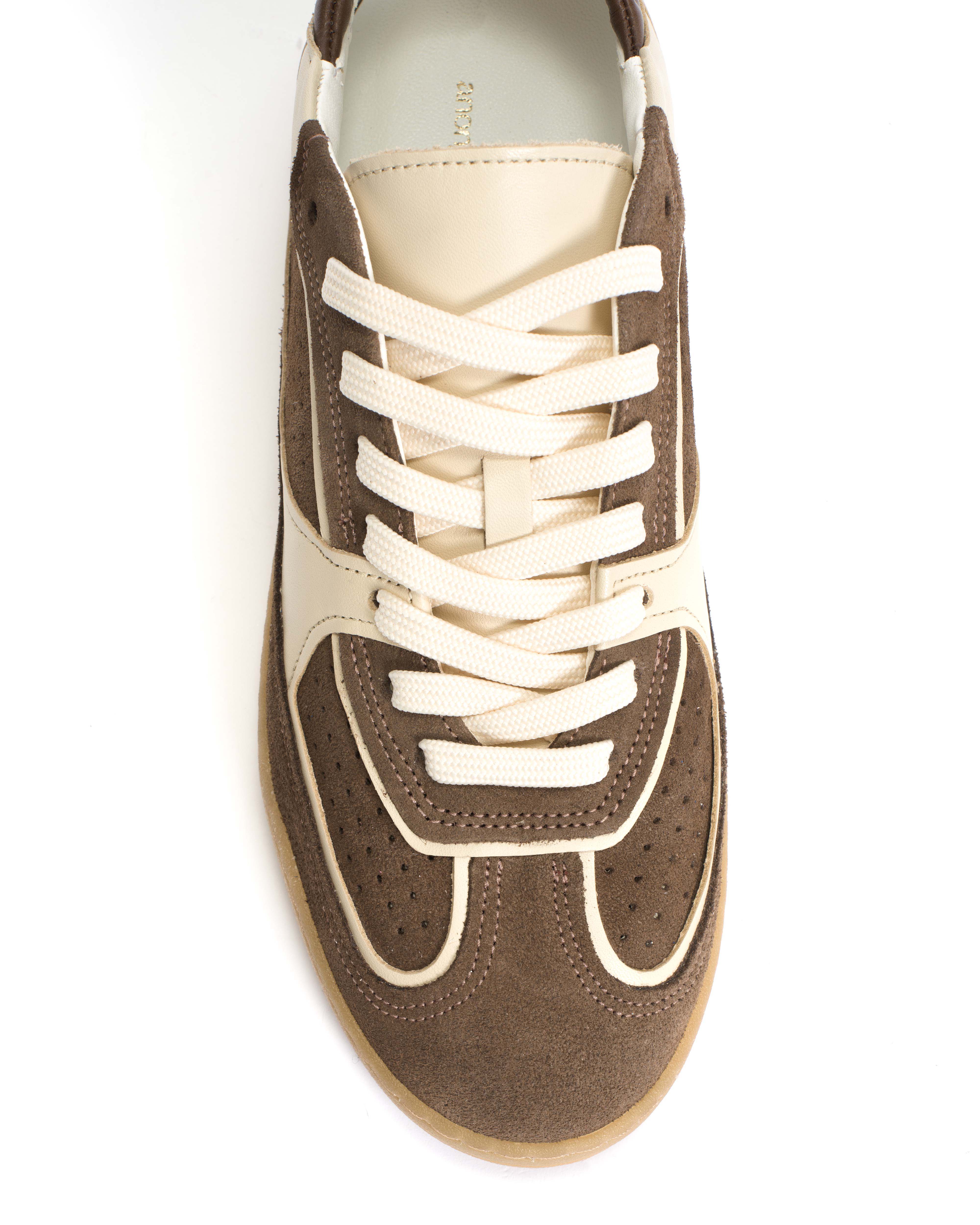 Dabbie Soft calf & suede leather White sand & dark taupe