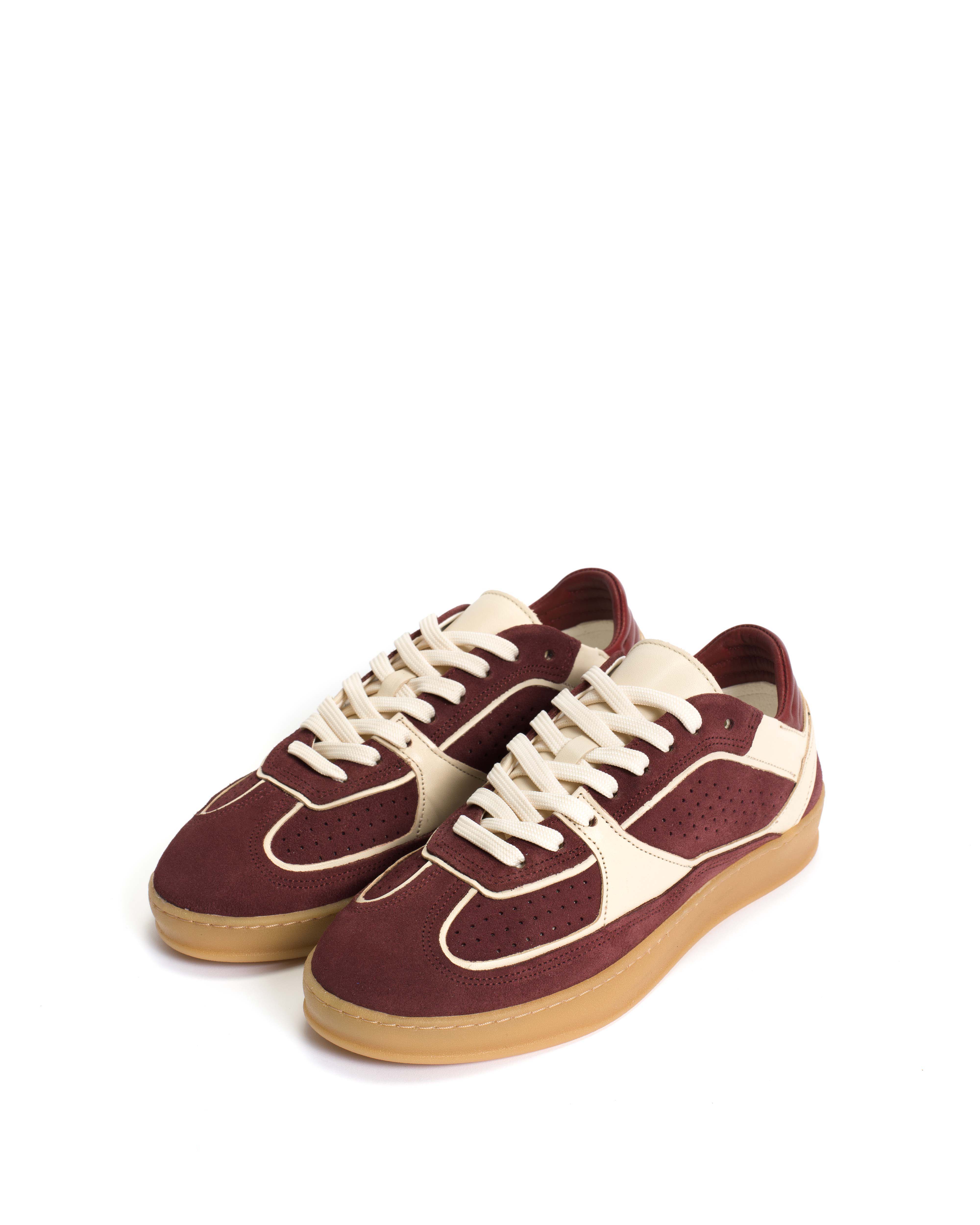 Dabbie Soft calf & suede leather White sand & pomegranate