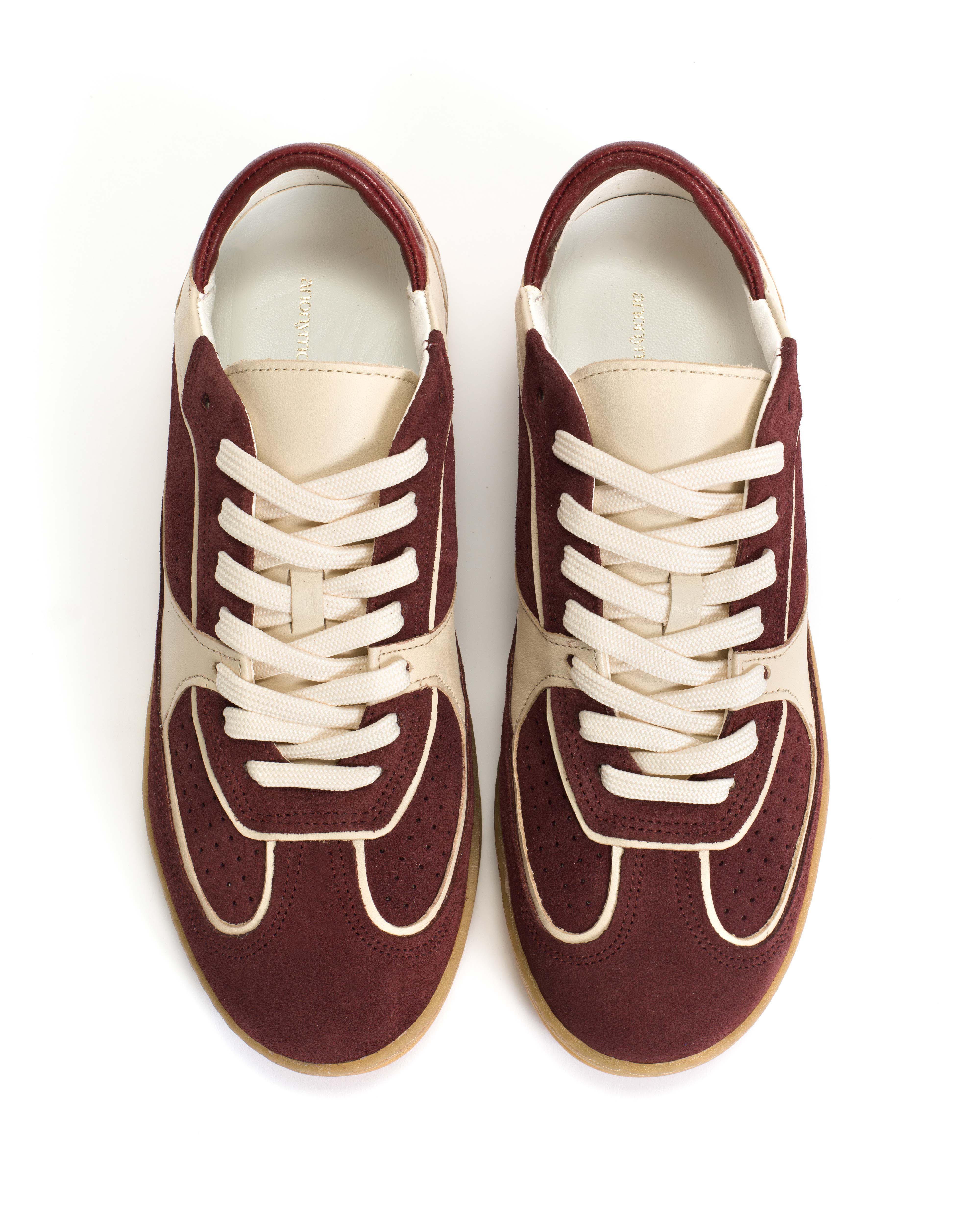Dabbie Soft calf & suede leather White sand & pomegranate