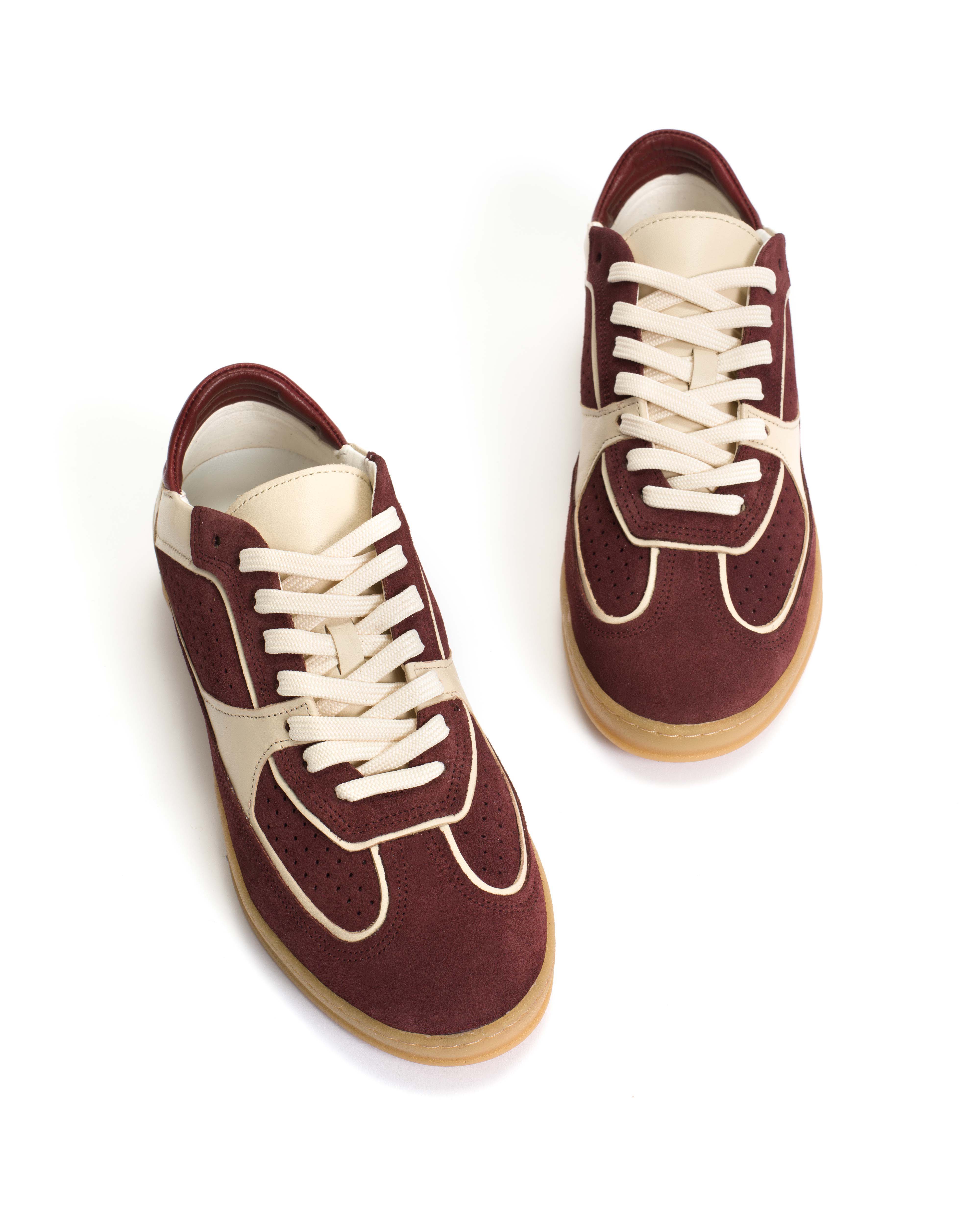 Dabbie Soft calf & suede leather White sand & pomegranate