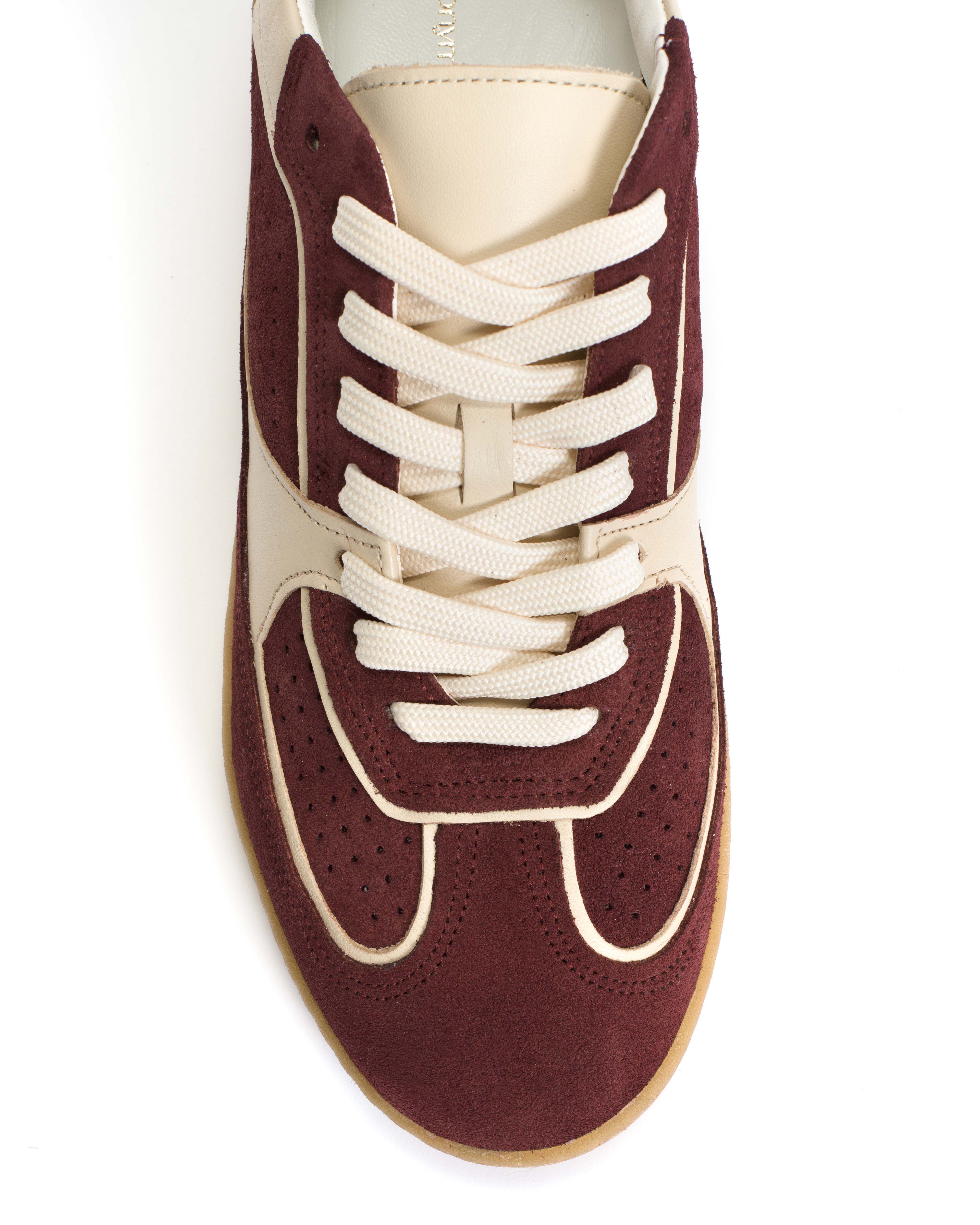 Dabbie Soft calf & suede leather White sand & pomegranate