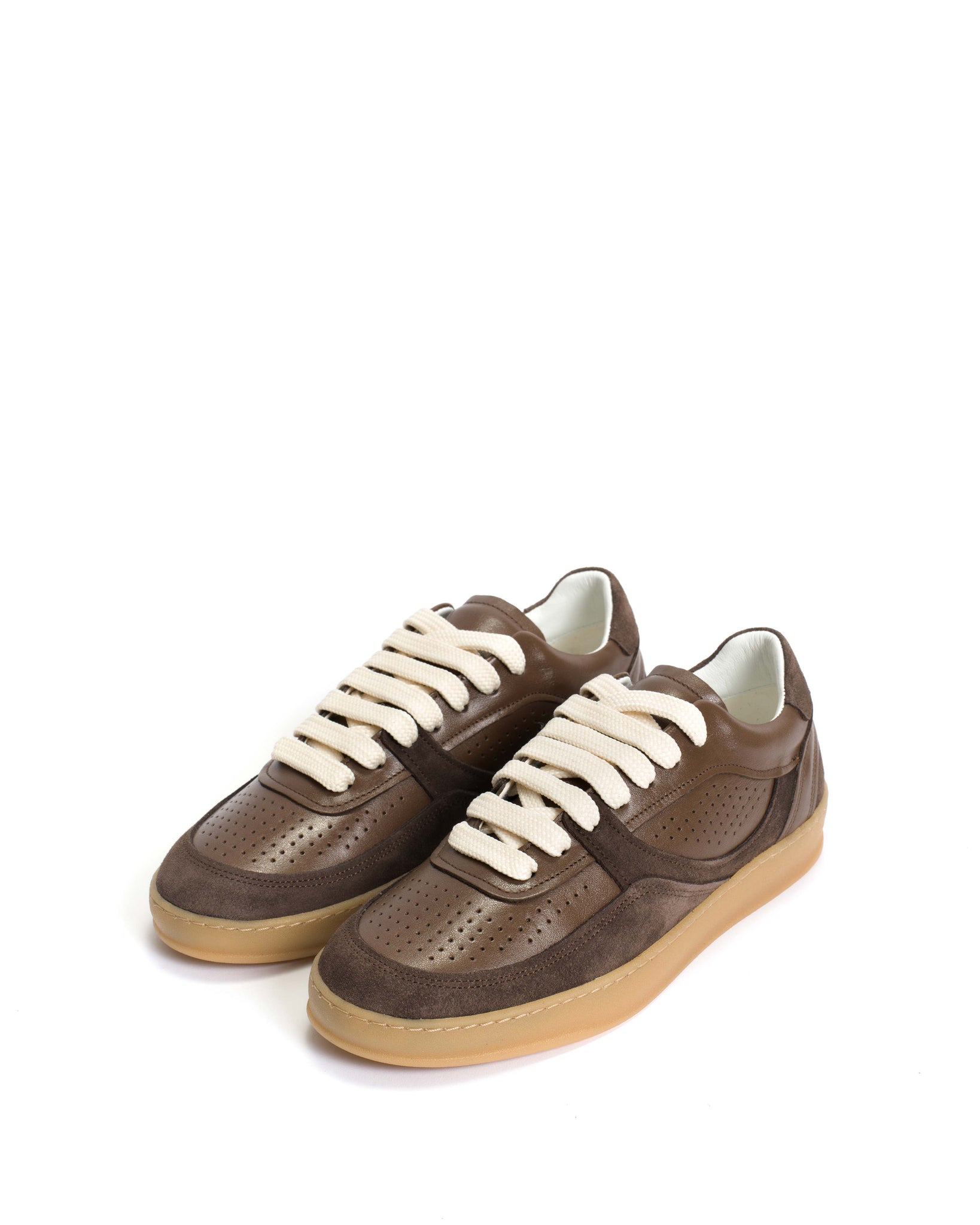 Elevate Soft calf & suede leather Dark taupe & coffee brown - Anonymous Copenhagen