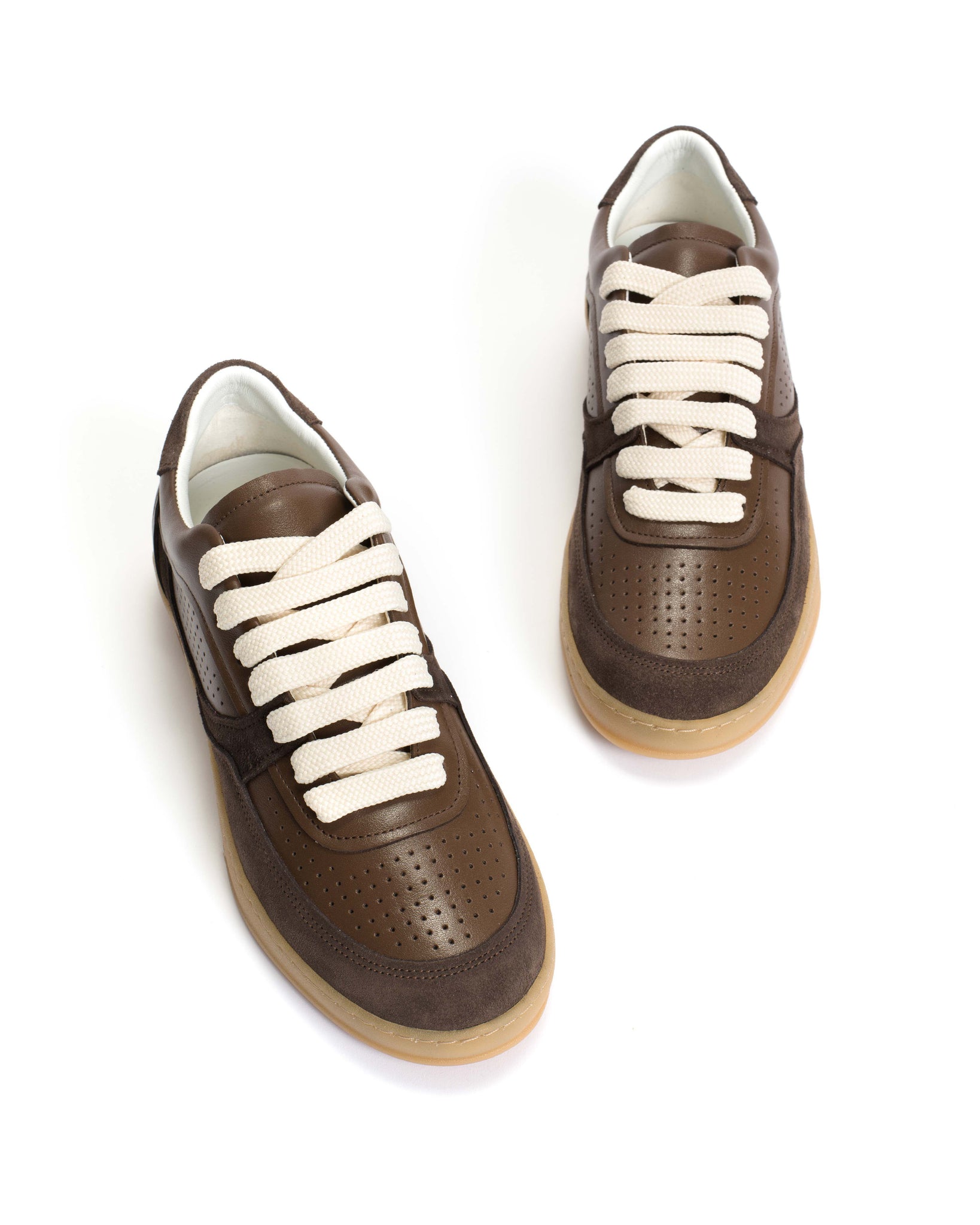 Elevate Soft calf & suede leather Dark taupe & coffee brown - Anonymous Copenhagen
