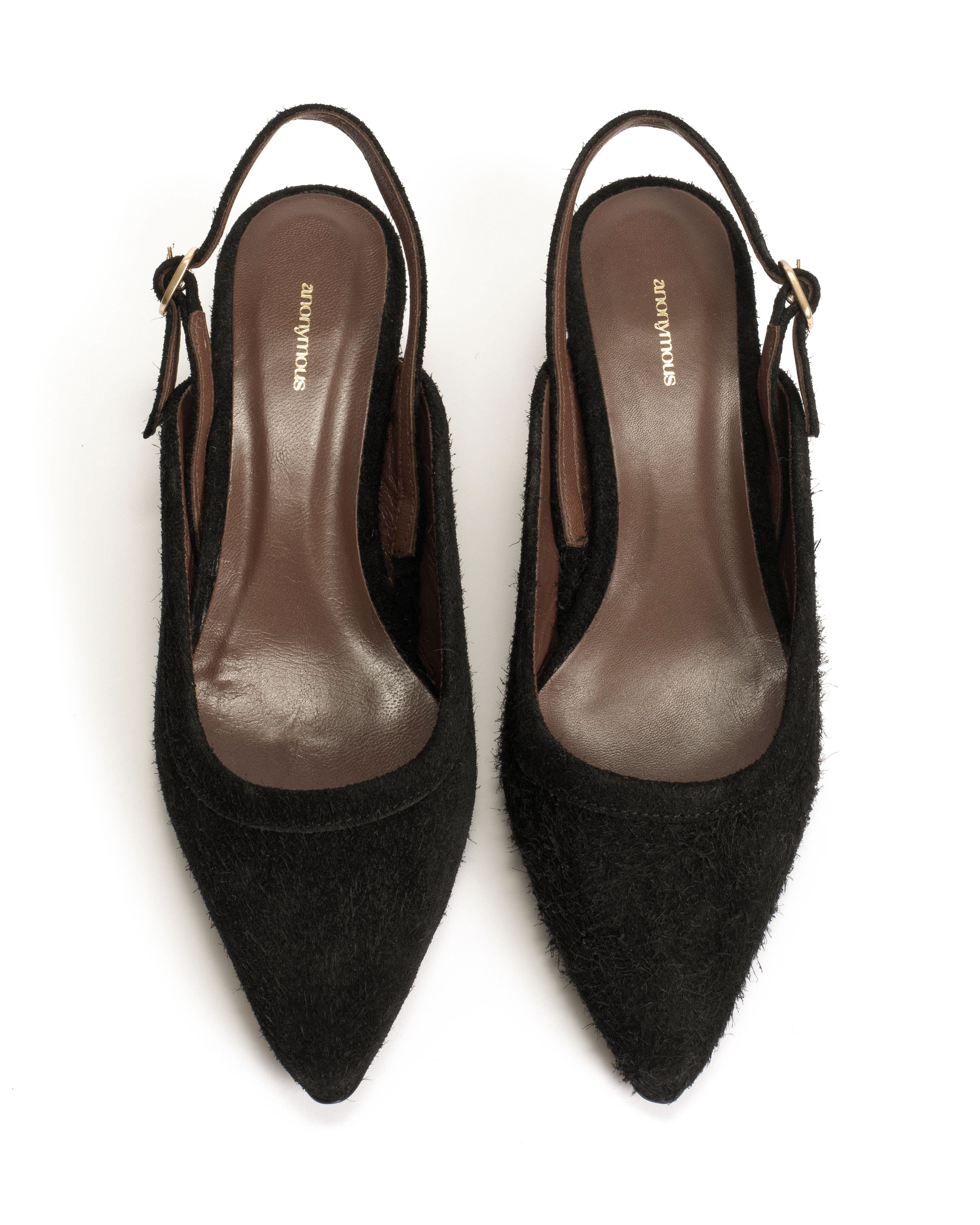 Fanny 40 Plushed calf suede Black