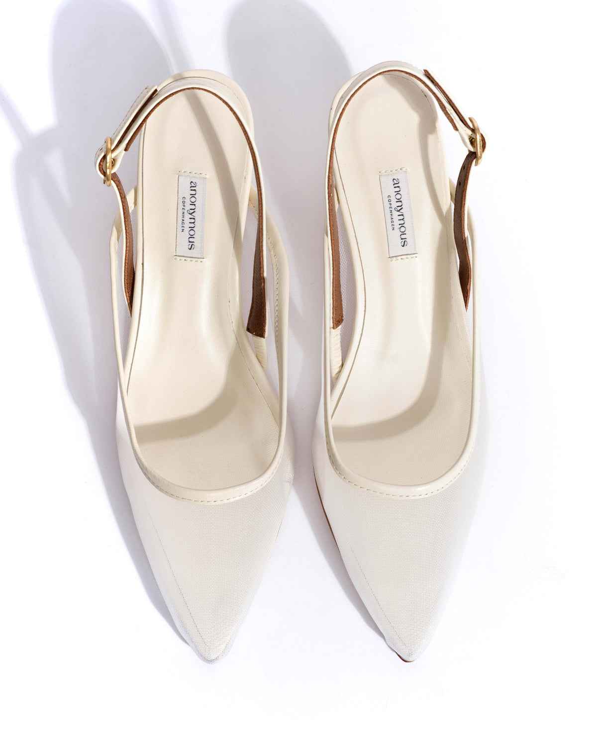 Fanny 40 stiletto mesh Shiny lamb & mesh White sand