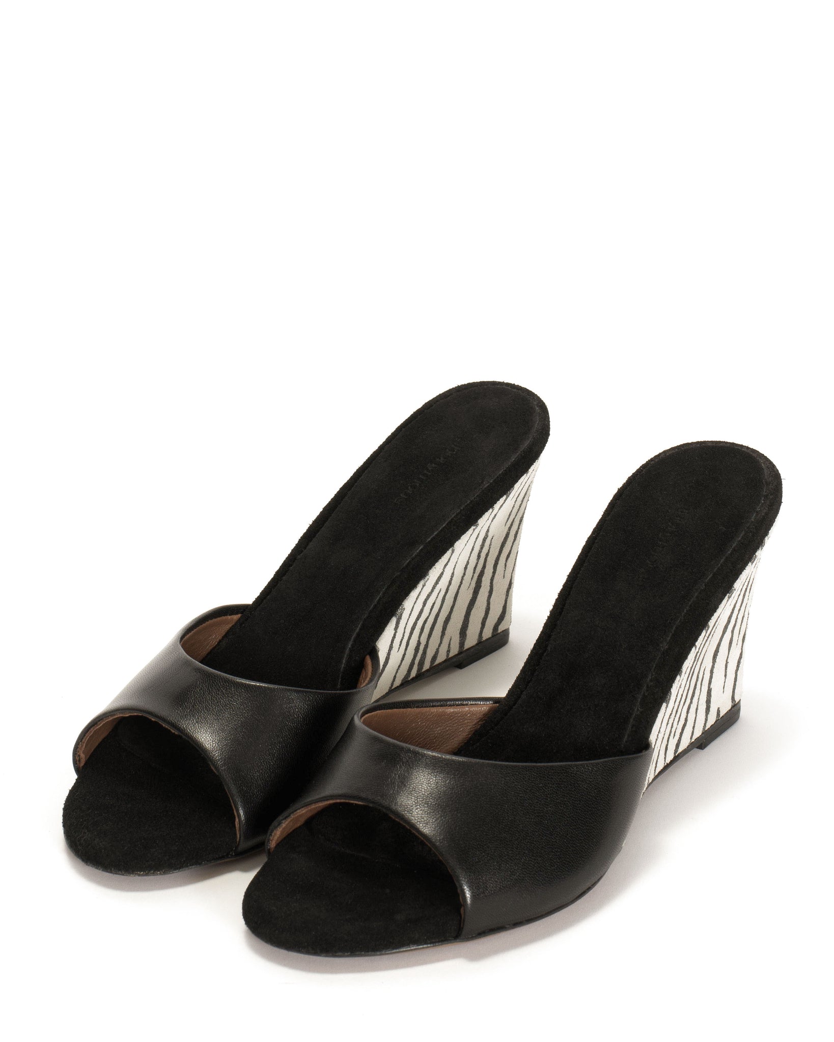 Gwen 75 wedge Shiny lamb & dual color Black & zebra - Anonymous Copenhagen