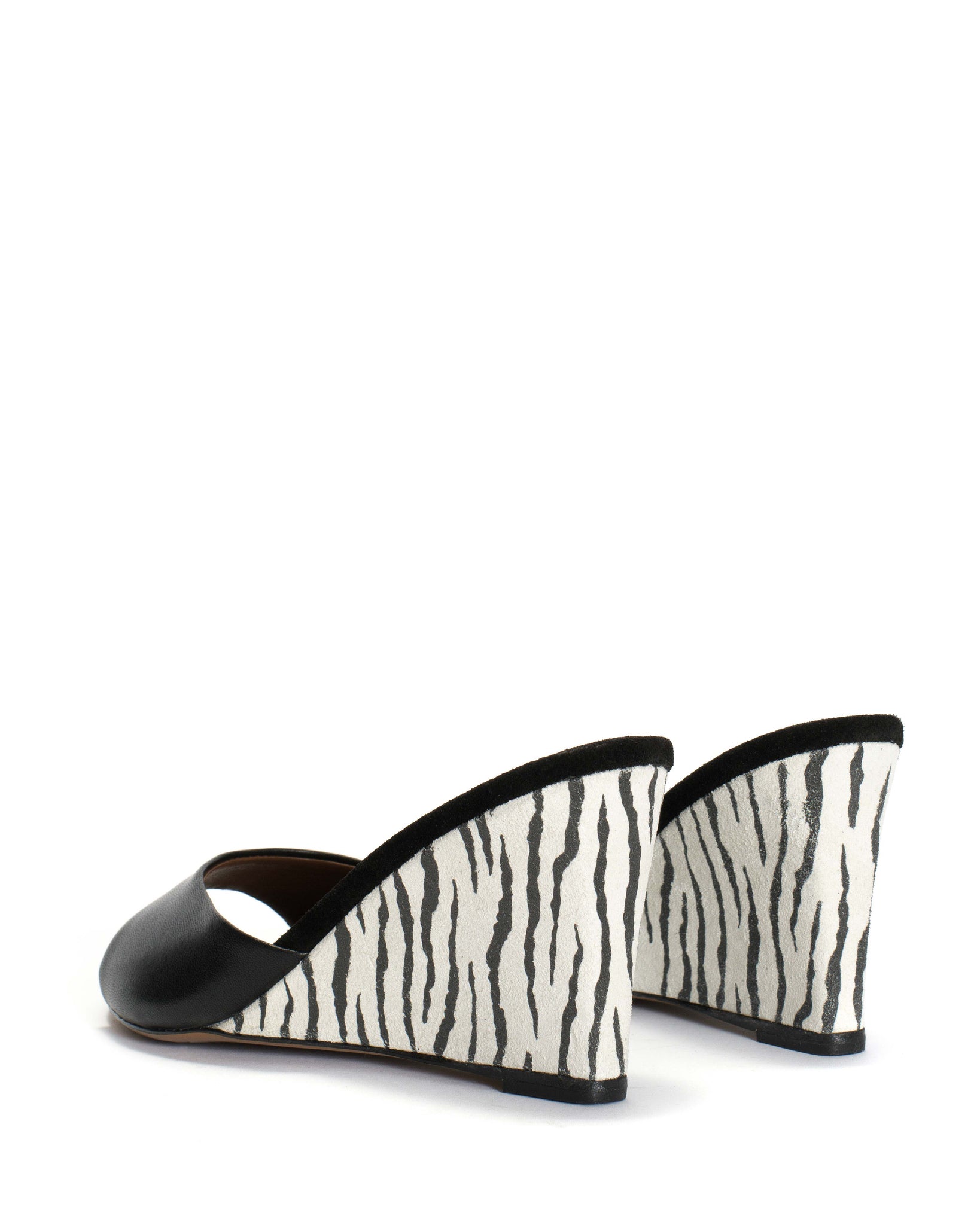 Gwen 75 wedge Shiny lamb & calf suede print Black & zebra - Anonymous Copenhagen