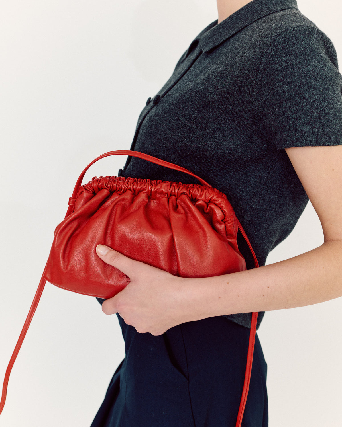 Hally classic cloud bag Shiny lamb Ruby red