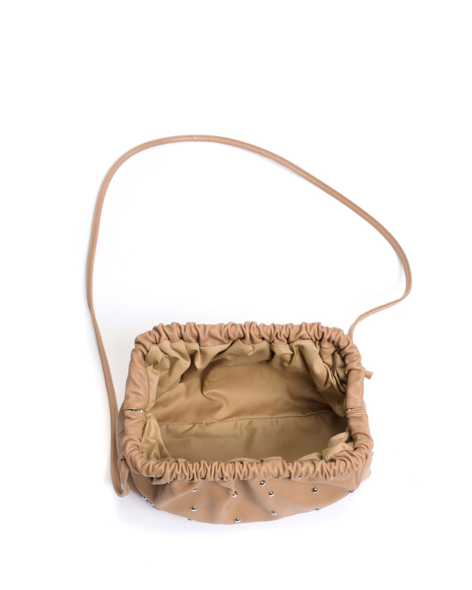 Hally grand cloud bag Stud-embellished silky lamb Caramel silver - Anonymous Copenhagen