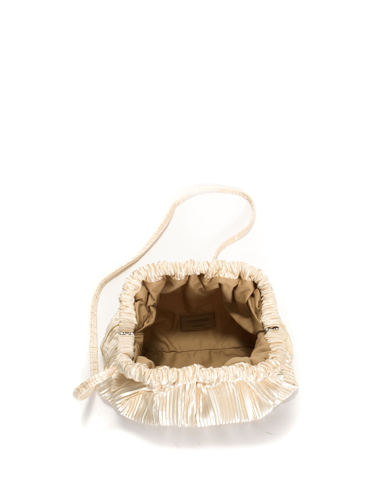 Hally petite cloud bag Pleated satin Creamy white - Anonymous Copenhagen