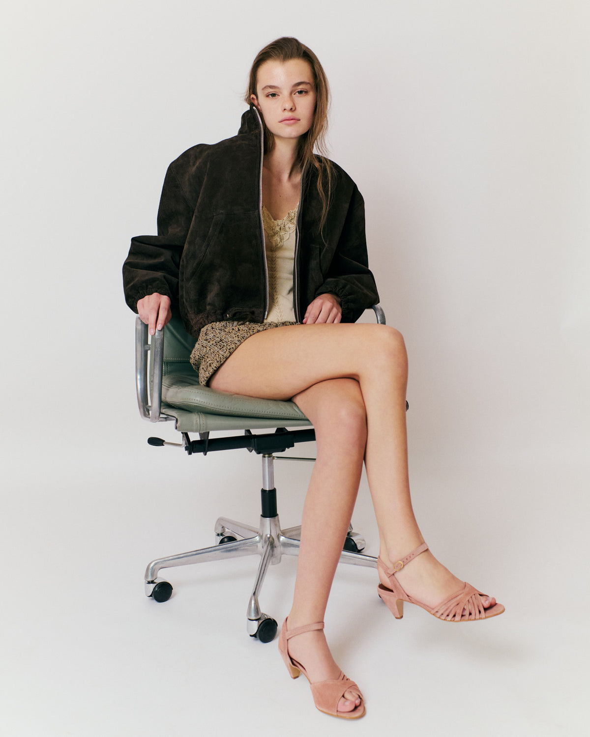 Hermine 50 stiletto Calf suede Burned rose