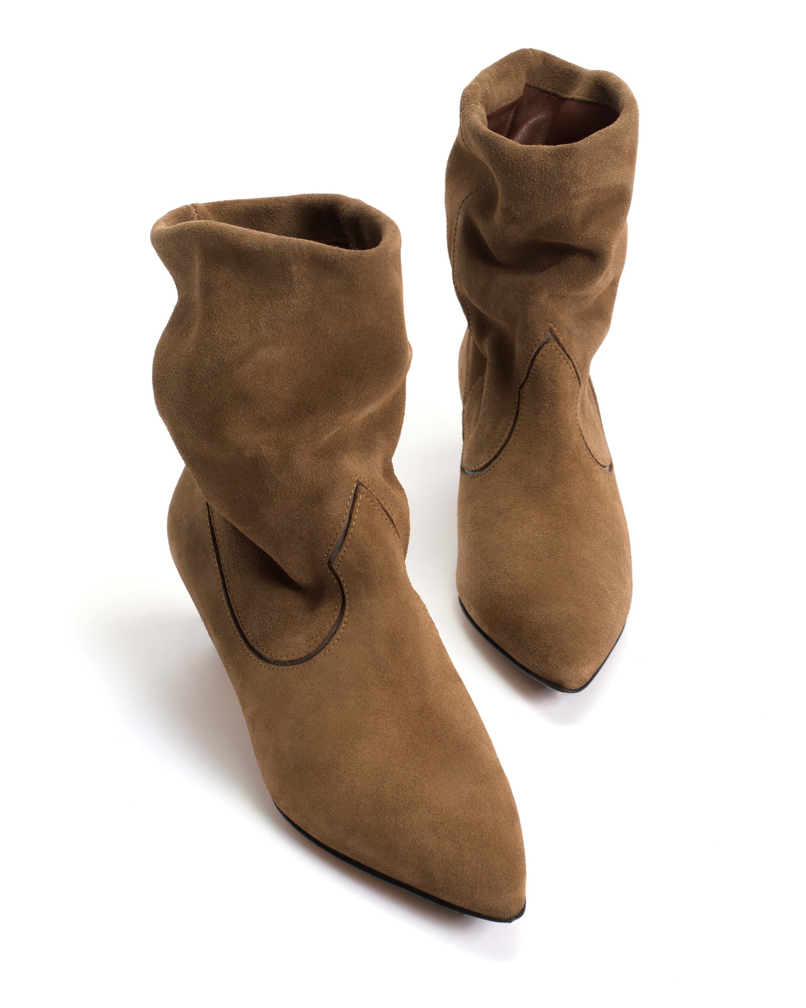 Hicha 40 stiletto Calf suede & sleek leather Cinnamon & dark taupe - Anonymous Copenhagen