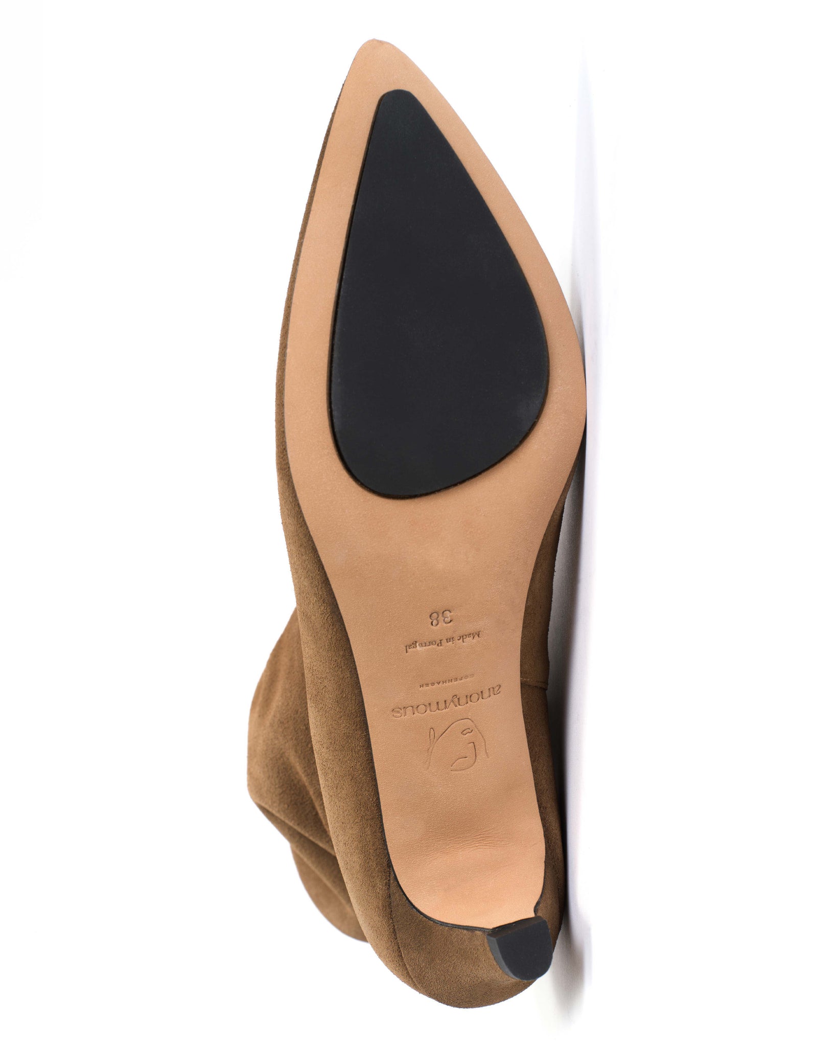 Hicha 40 stiletto Calf suede & sleek leather Cinnamon & dark taupe - Anonymous Copenhagen