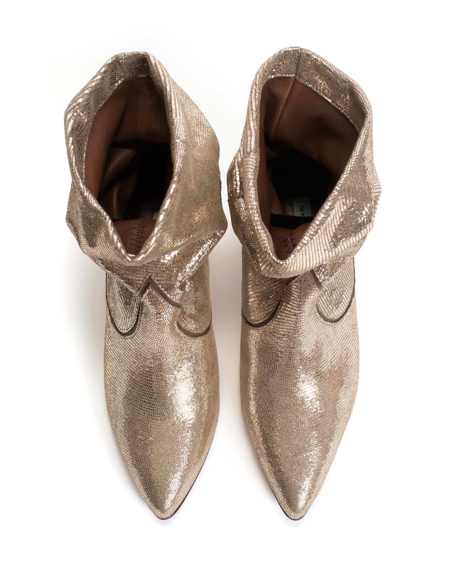 Hicha 40 stiletto Lizard metallic goat Vintage champagne - Anonymous Copenhagen