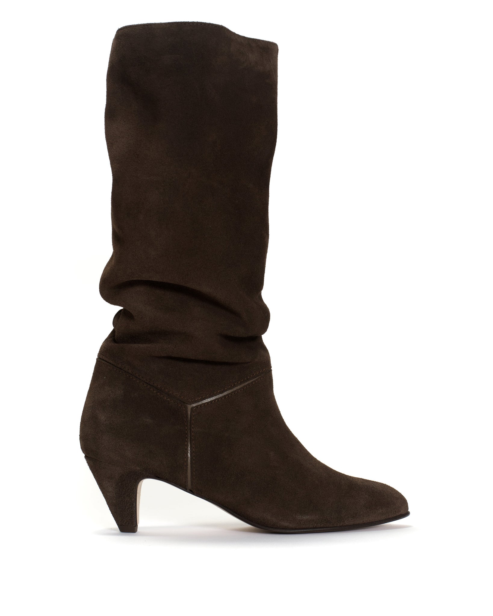 Jasmina 50 stiletto Calf suede & sleek leather Coffee brown & dark taupe - Anonymous Copenhagen