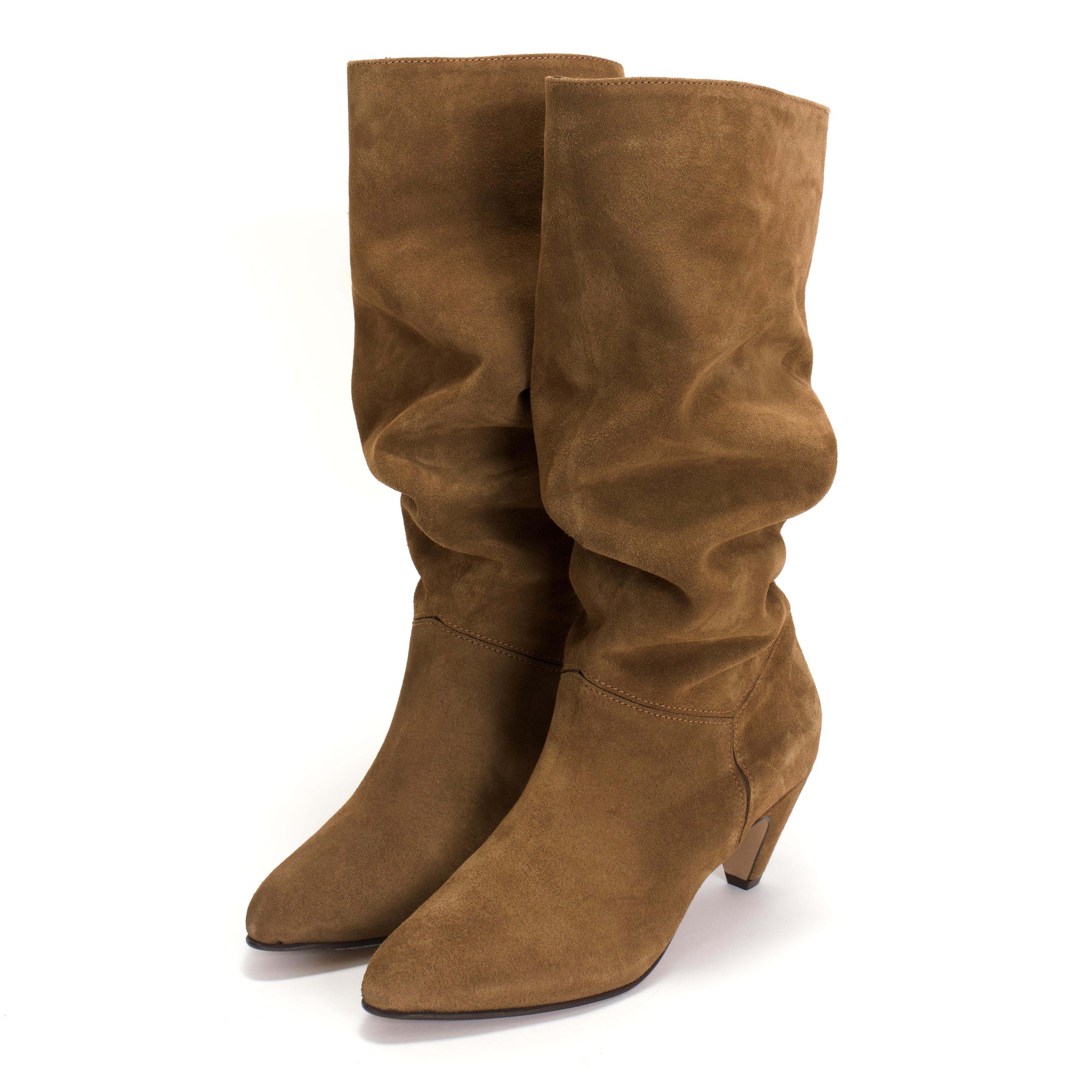 Jasmina 50 stiletto Calf suede & Soft calf Cinnamon & Dark taupe - Anonymous Copenhagen