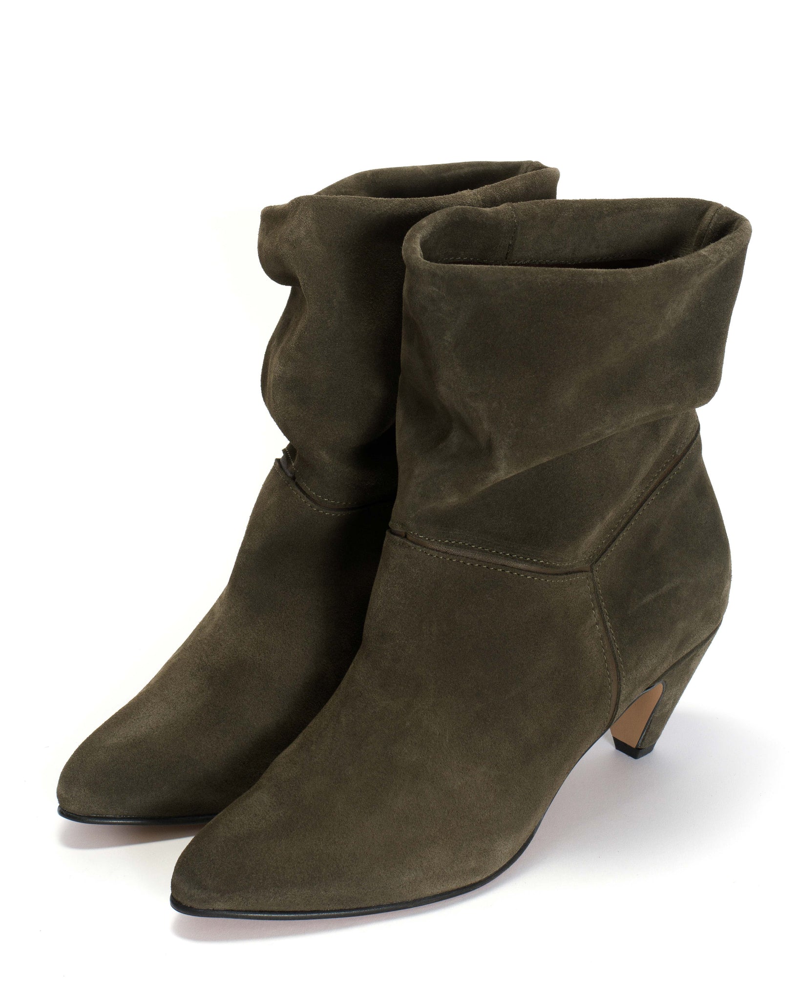 Jassi 50 stiletto Calf suede & sleek leather Moss green - Anonymous Copenhagen