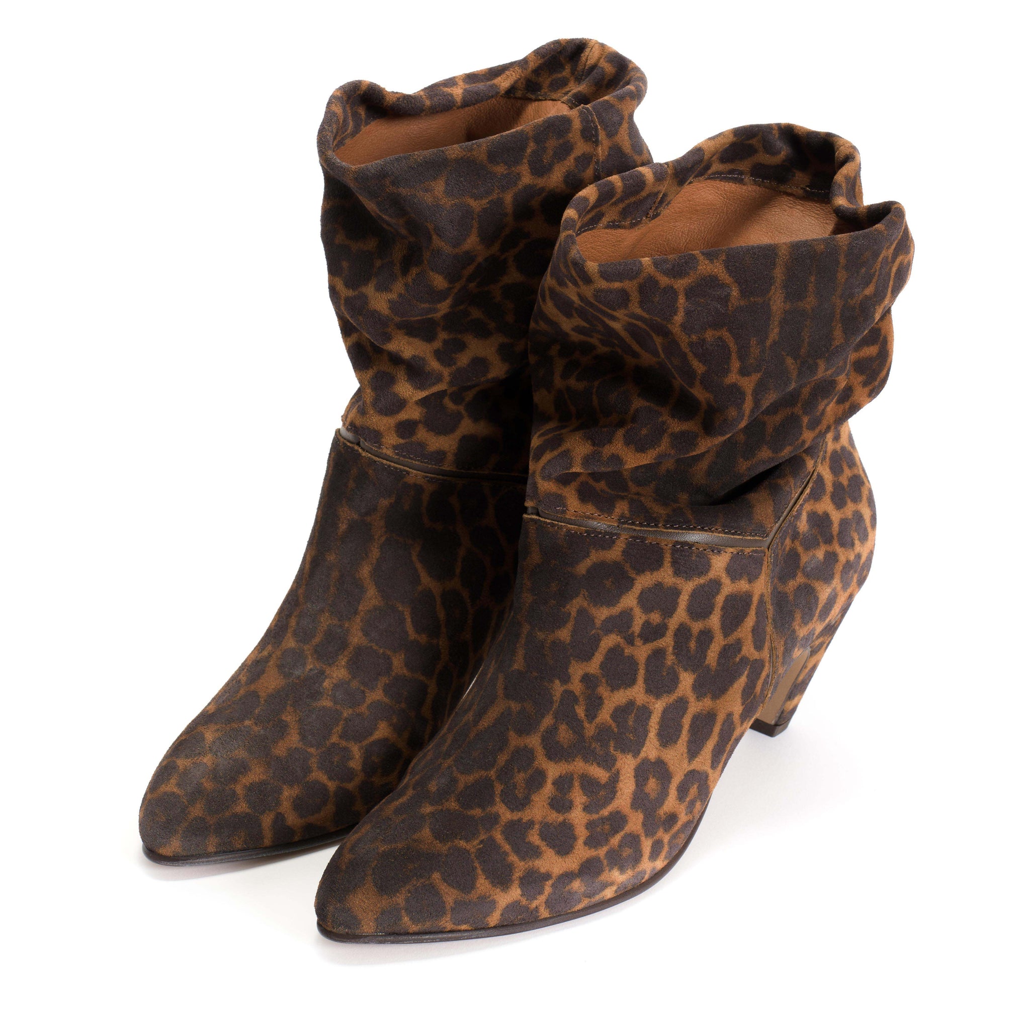 Jassi 50 stiletto Calf suede print & sleek leather Leopard & Coffee brown - Anonymous Copenhagen