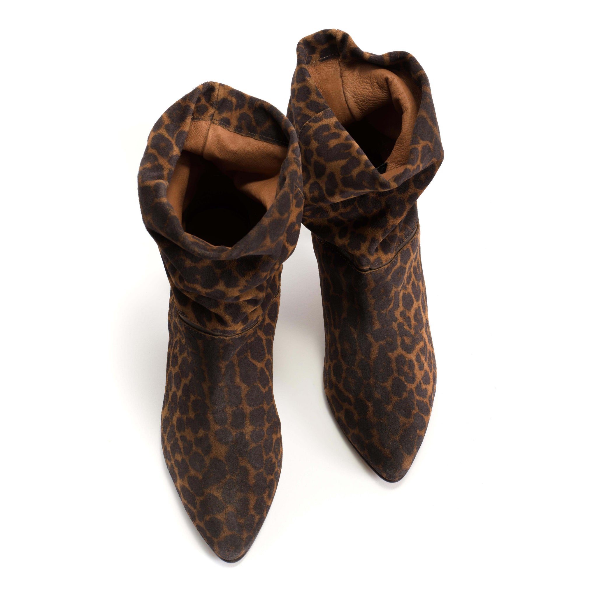 Jassi 50 stiletto Calf suede print & sleek leather Leopard & Coffee brown - Anonymous Copenhagen