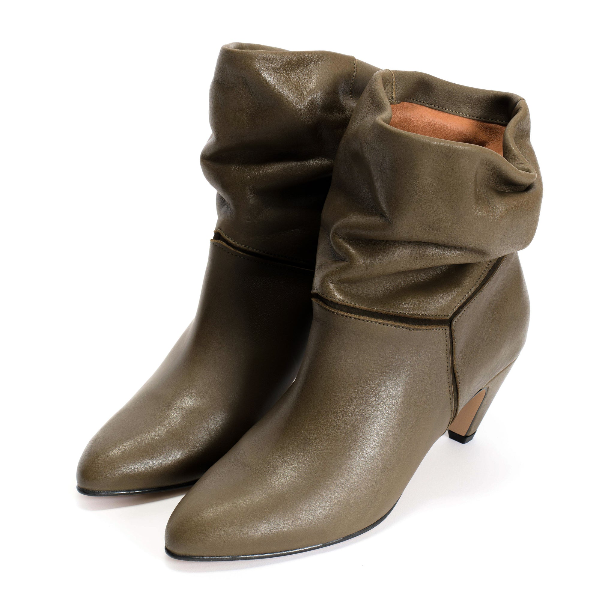 Jassi 50 stiletto Soft calf & calf suede Olive green & moss green - Anonymous Copenhagen