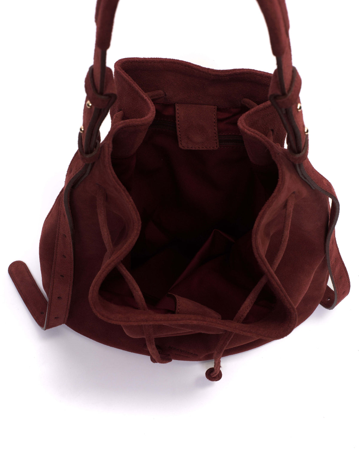Kacey grand bucket bag Calf suede Pomegranate