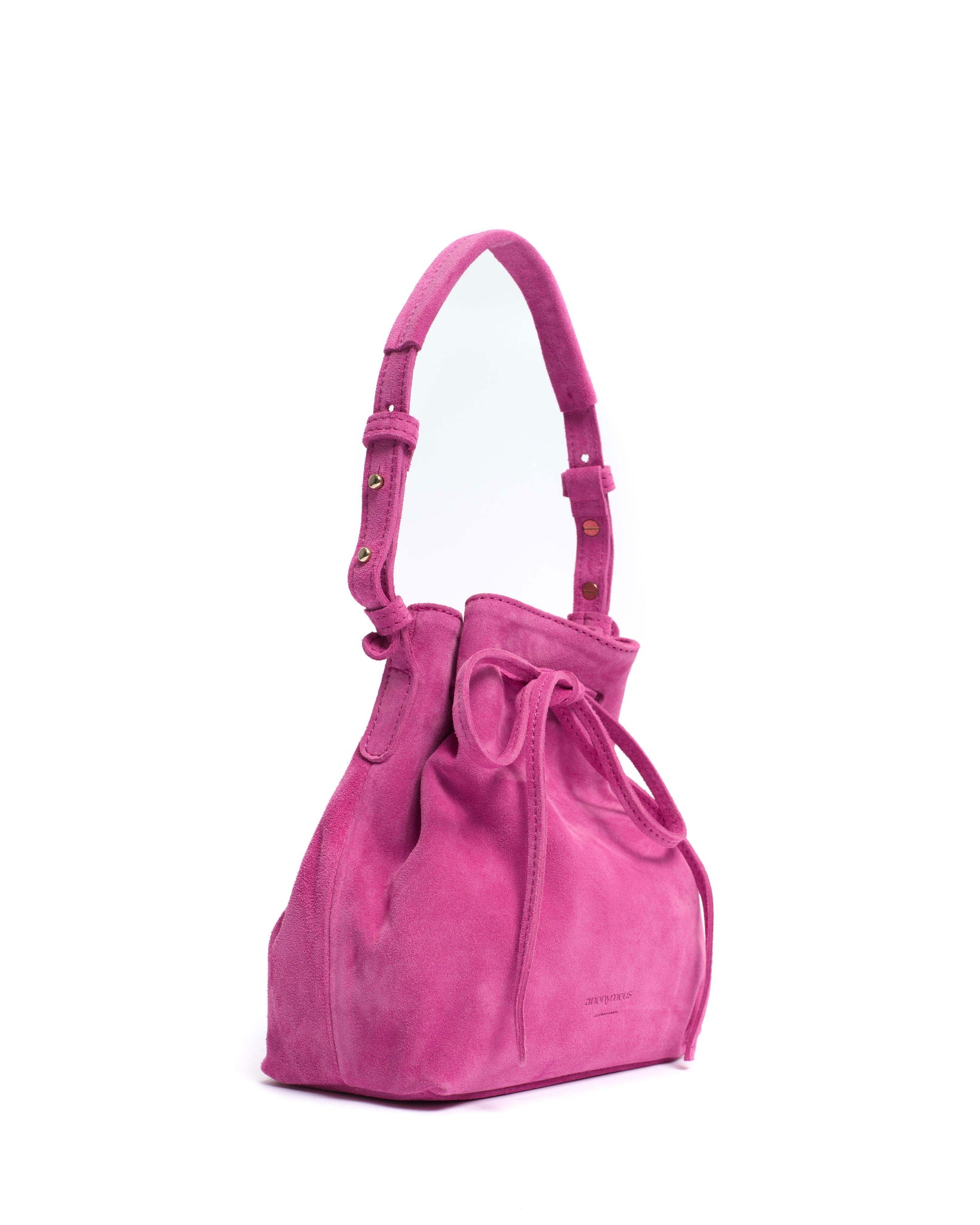 Kacey petite bucket bag Calf suede Raspberry sorbet - Anonymous Copenhagen