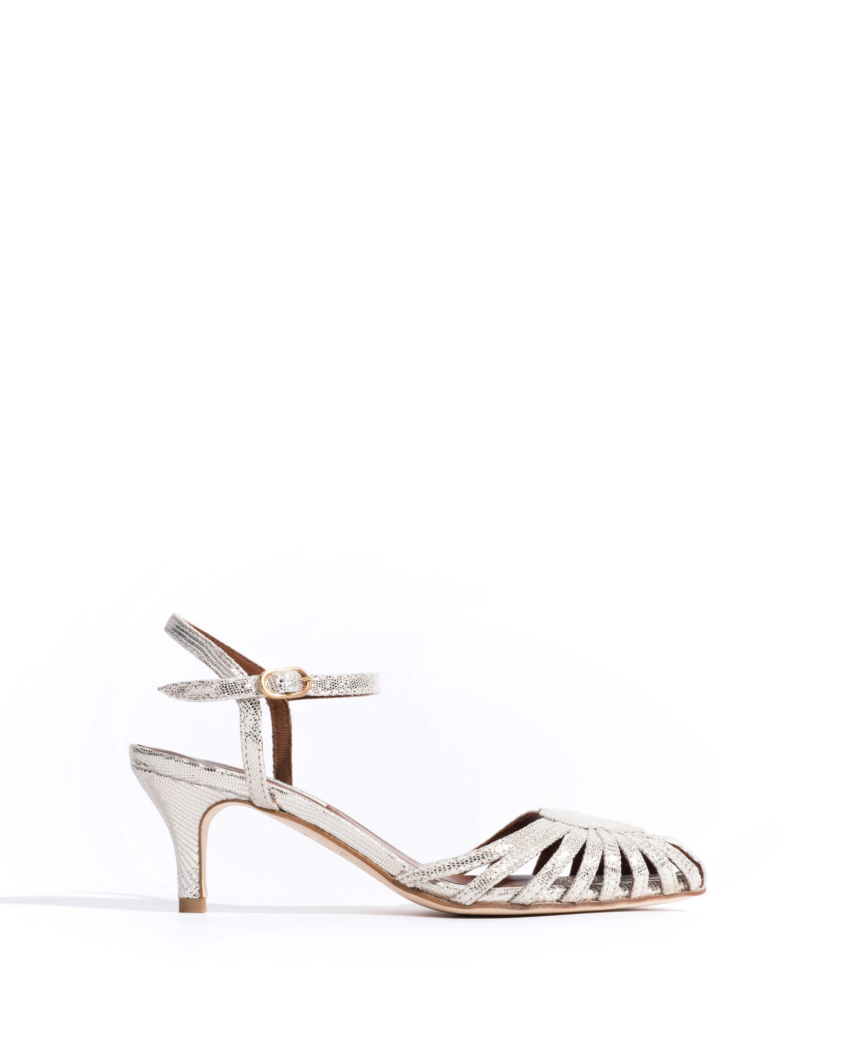 Keesha 55 Lizard metallic goat champagne