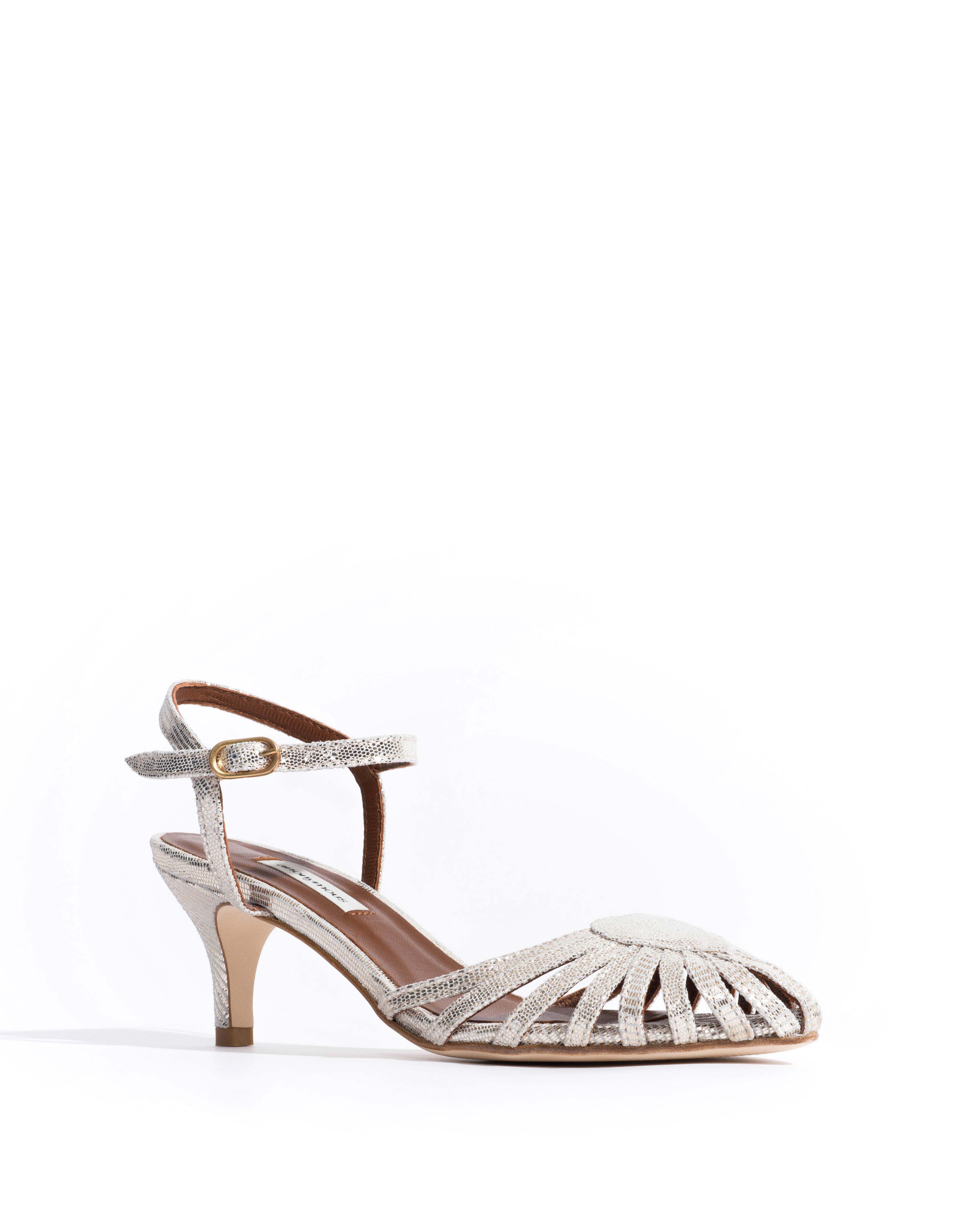 Keesha 55 Lizard metallic goat champagne