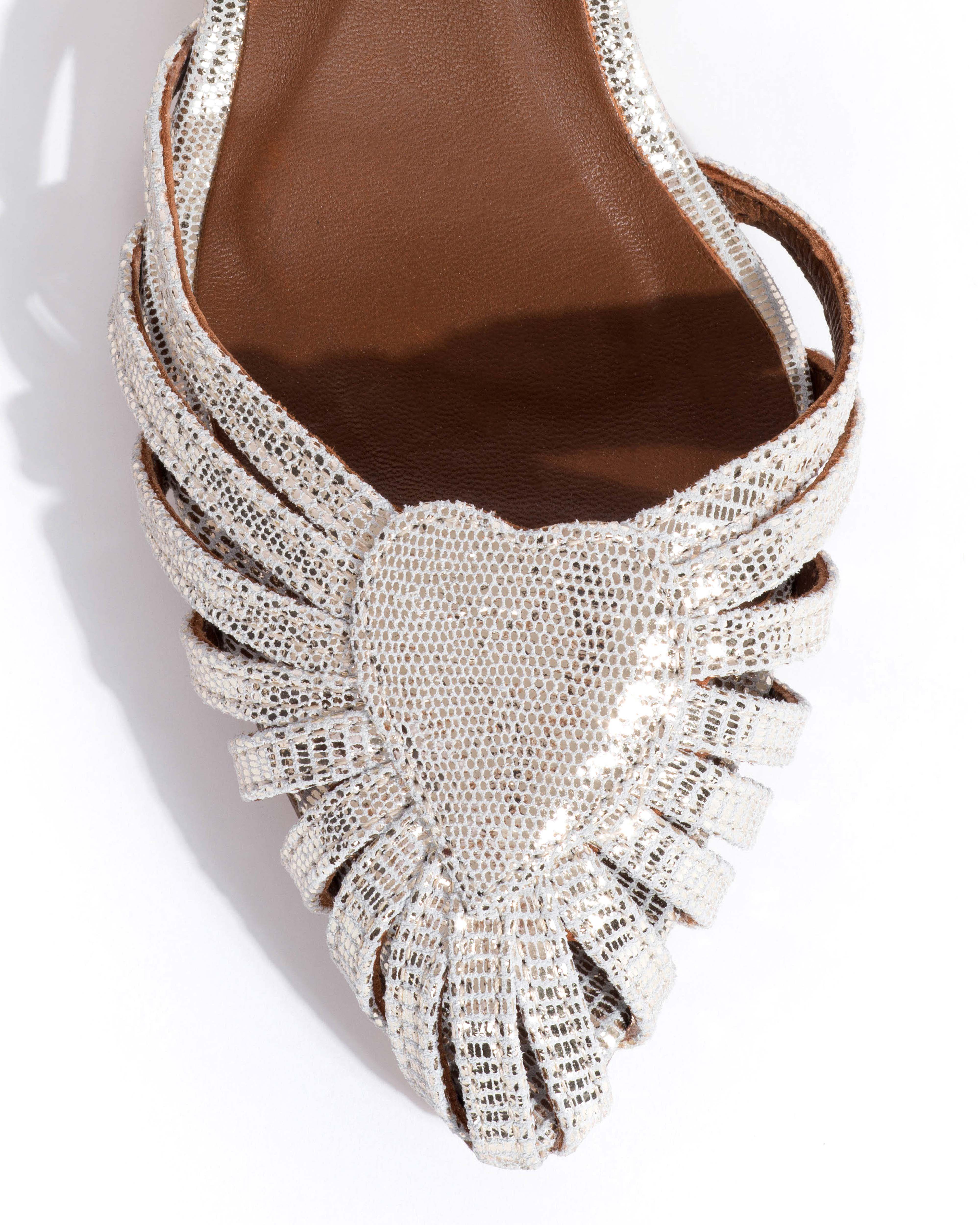 Keesha 55 Lizard metallic goat champagne