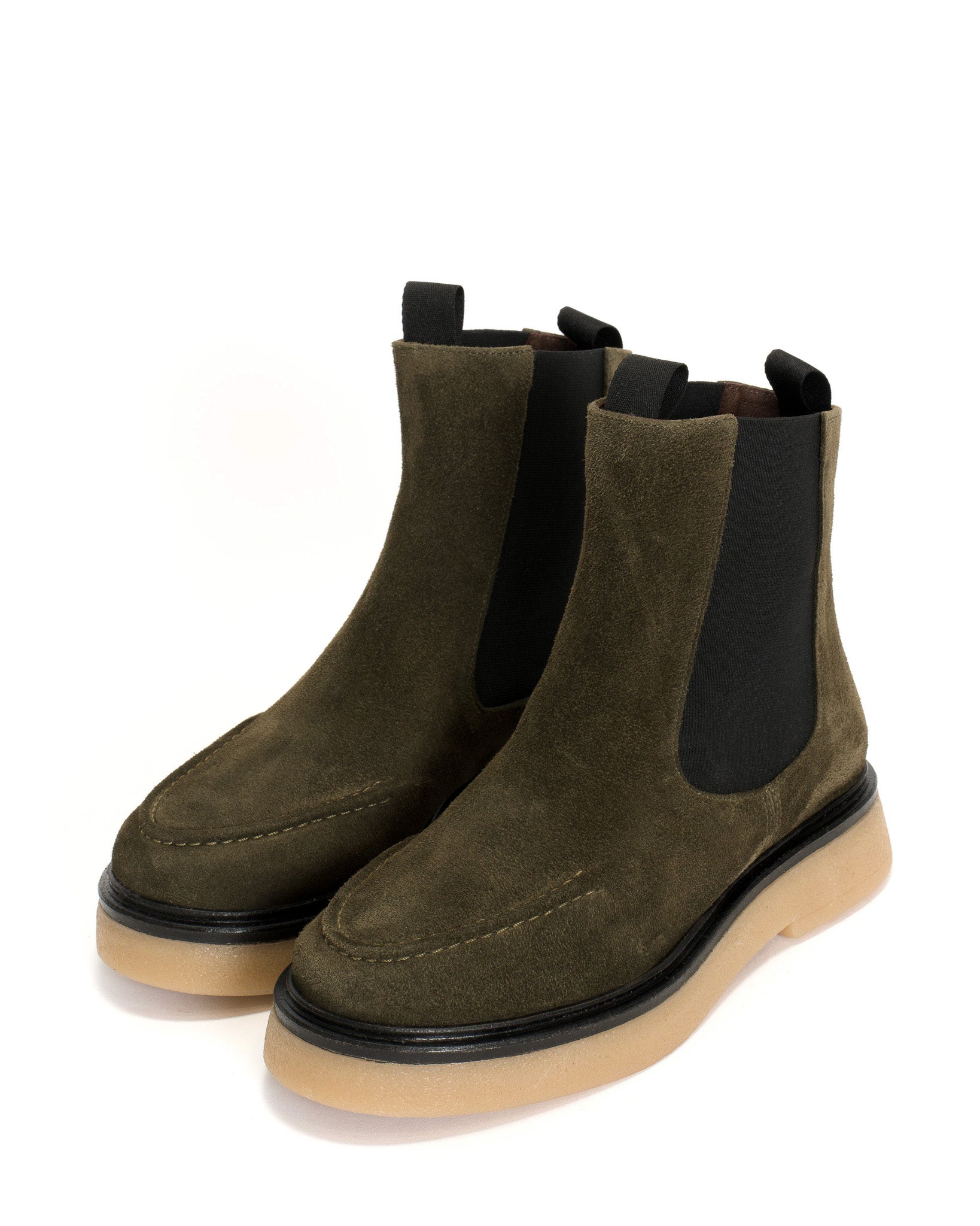 Kikie Calf suede Moss green & Natural - Anonymous Copenhagen