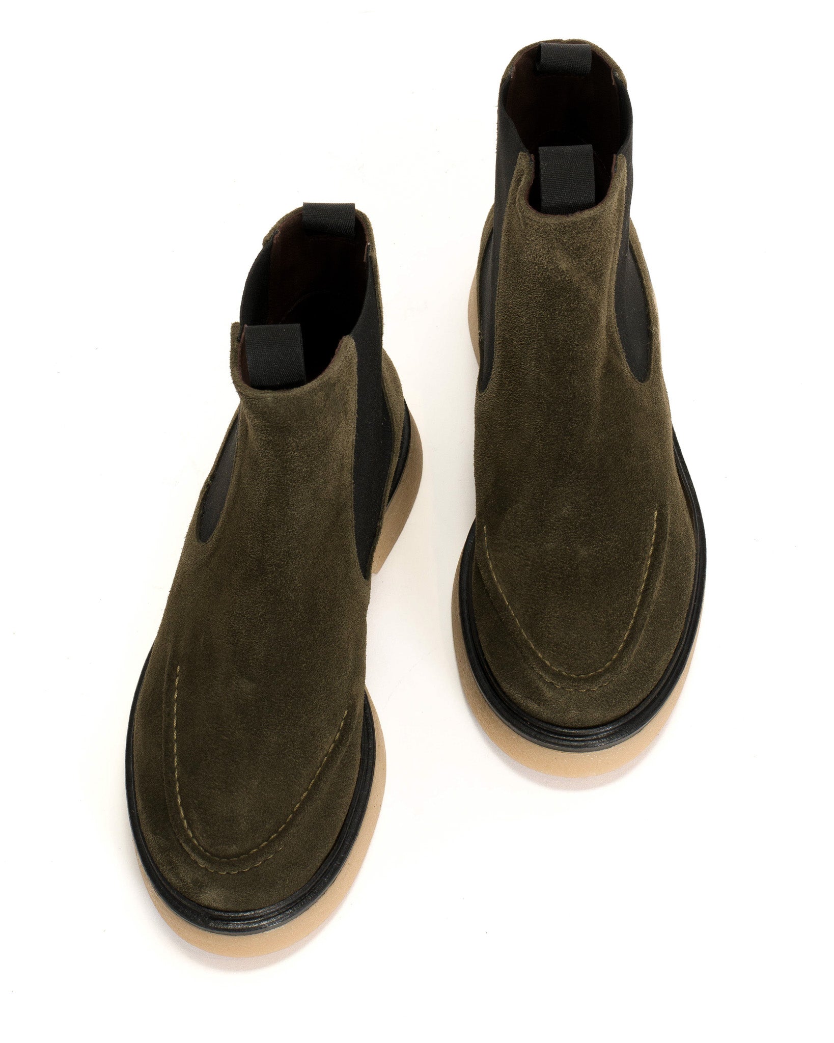 Kikie Calf suede Moss green & Natural - Anonymous Copenhagen