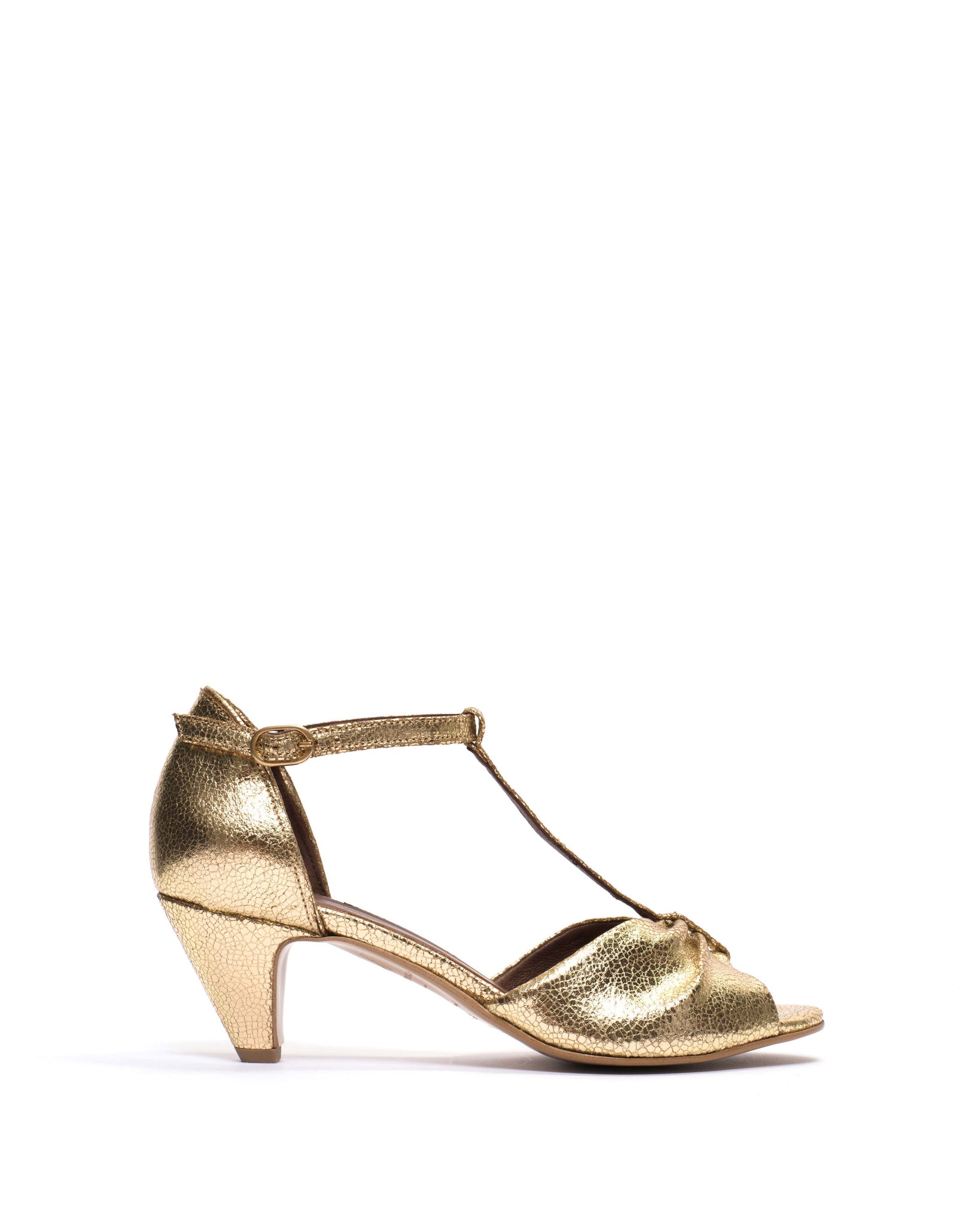 Linette 50 stiletto Crackled metallic goat Gold - Anonymous Copenhagen