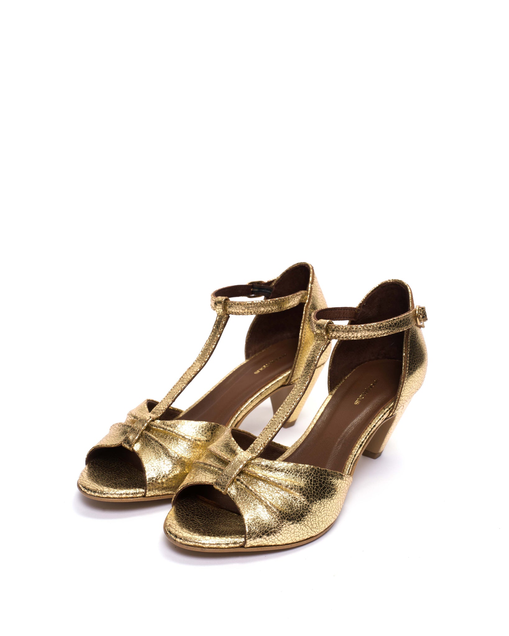 Linette 50 stiletto Crackled metallic goat Gold - Anonymous Copenhagen