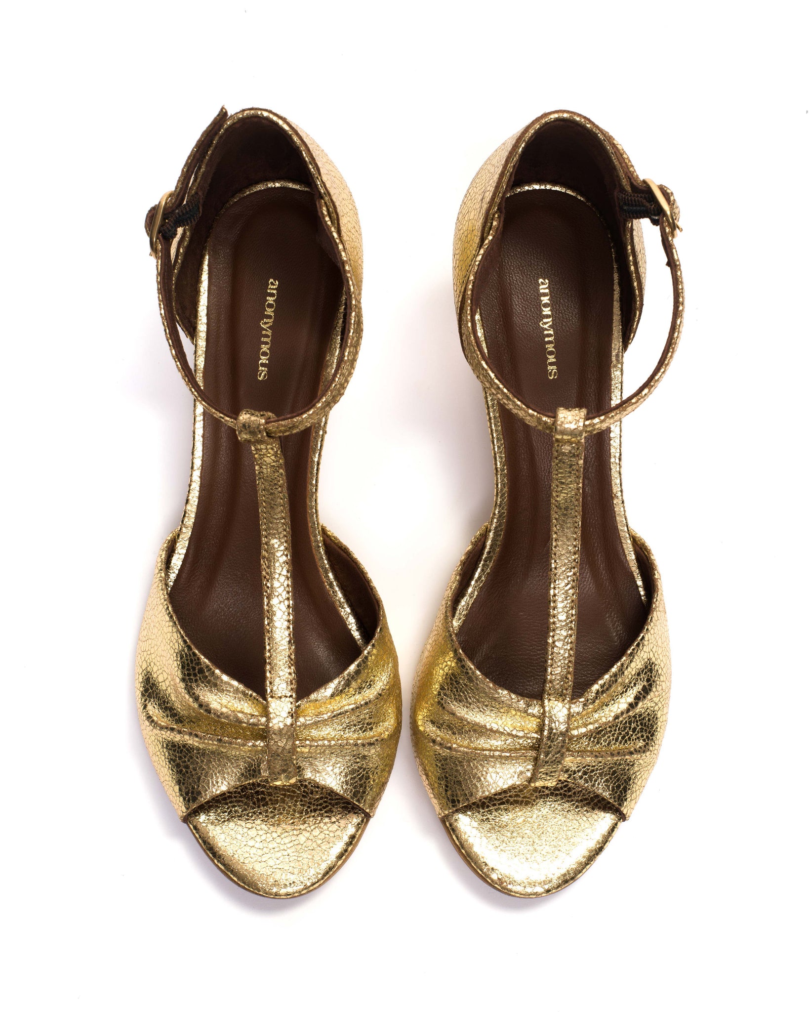 Linette 50 stiletto Crackled metallic goat Gold - Anonymous Copenhagen
