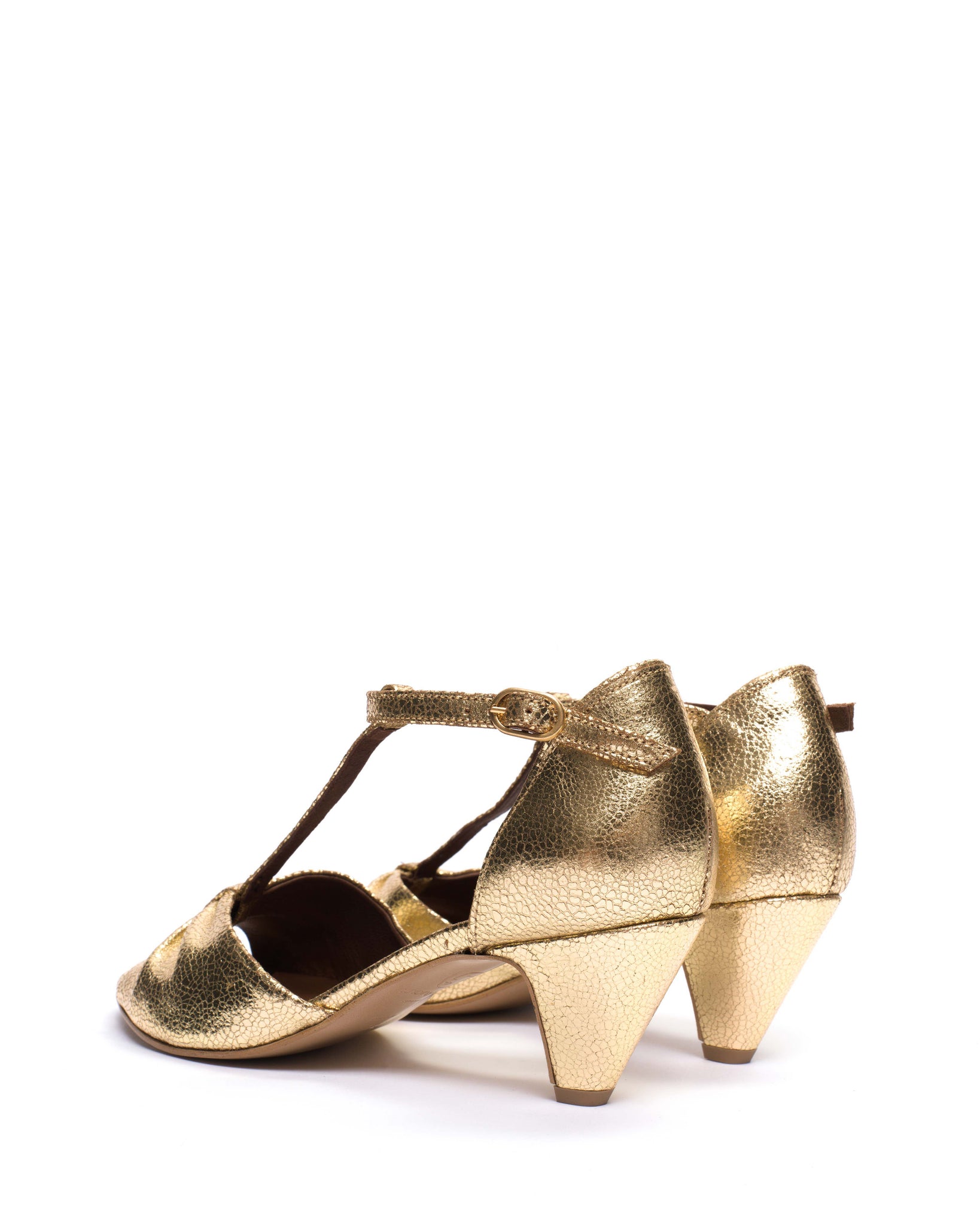 Linette 50 stiletto Crackled metallic goat Gold - Anonymous Copenhagen