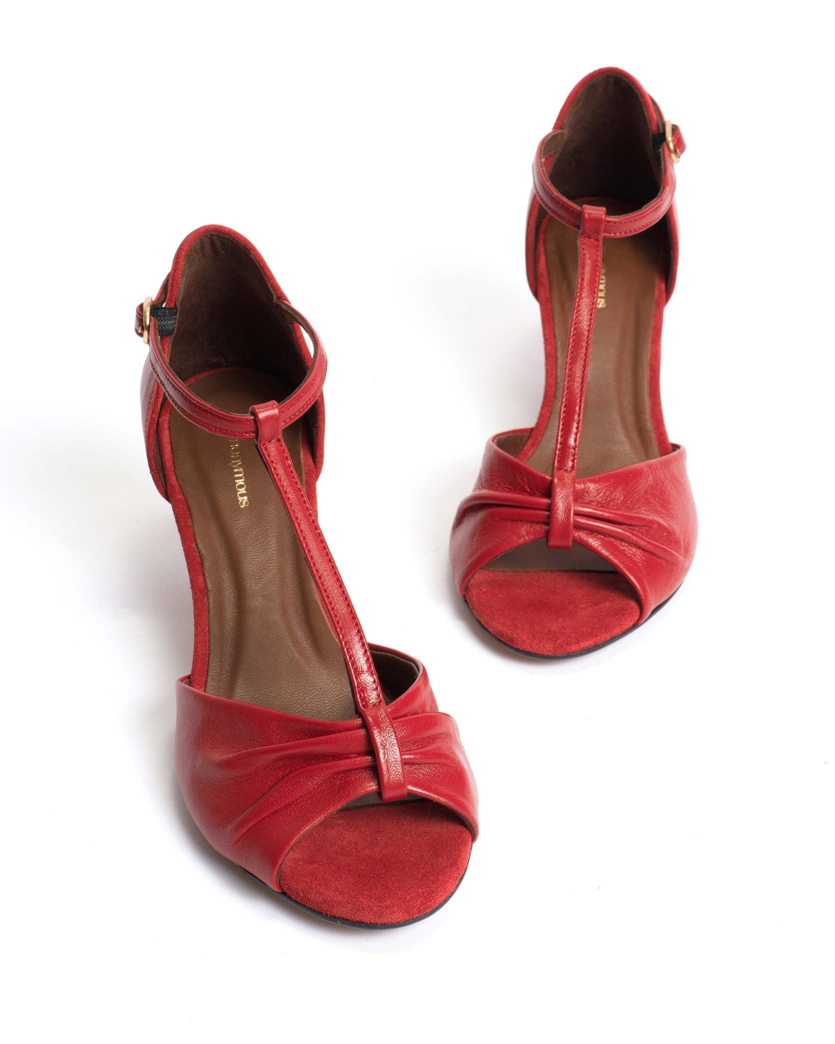 Linette 50 stiletto Shiny lamb Ruby red - Anonymous Copenhagen